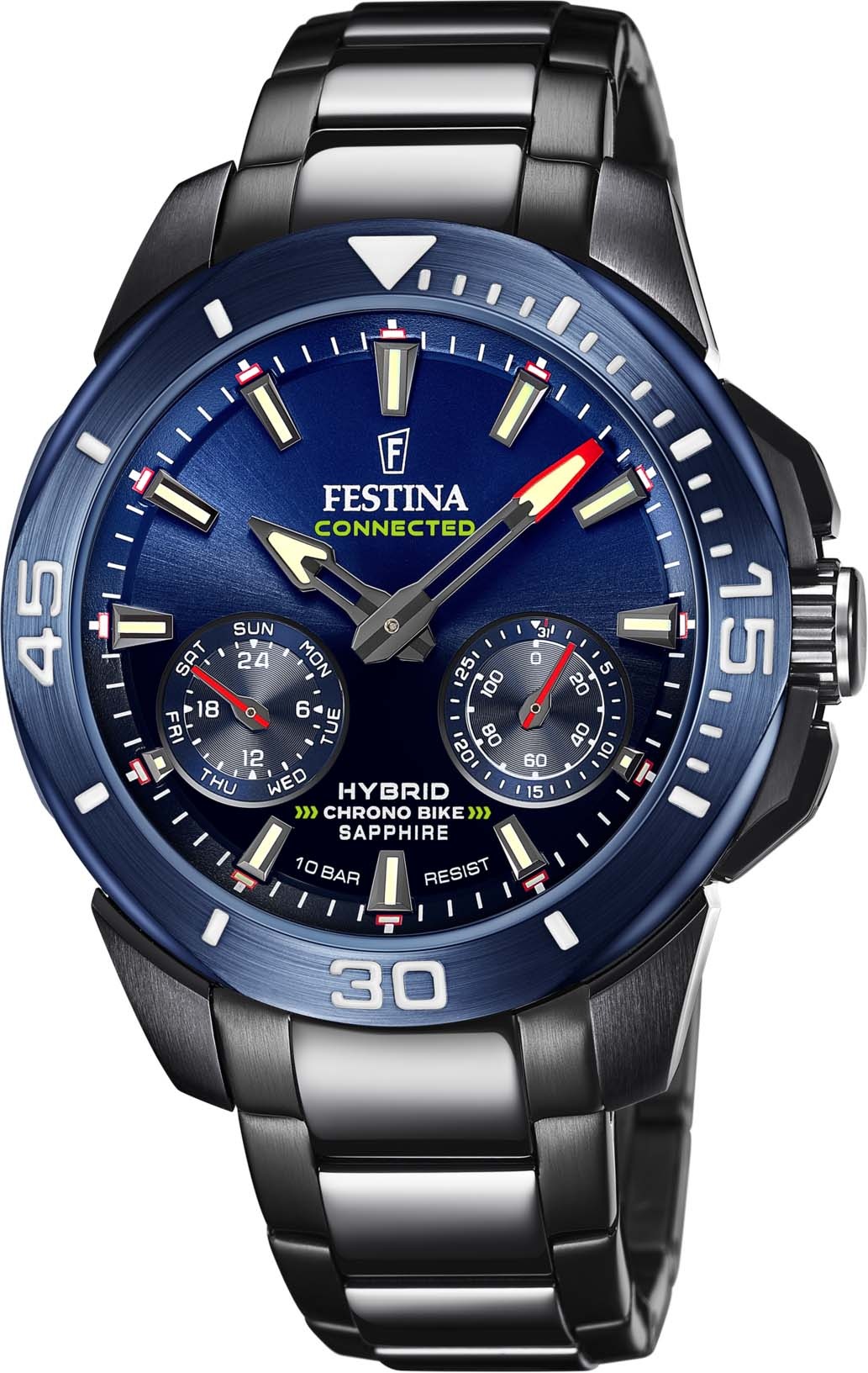 Festina Chronograph »Chrono Bike Connected - Special Edition«, (Set, 3 tlg., Uhr mit Wechselband und Werkzeug), Armbanduhr, Quarzuhr, Herrenuhr, Stoppfunktion, Saphirglas