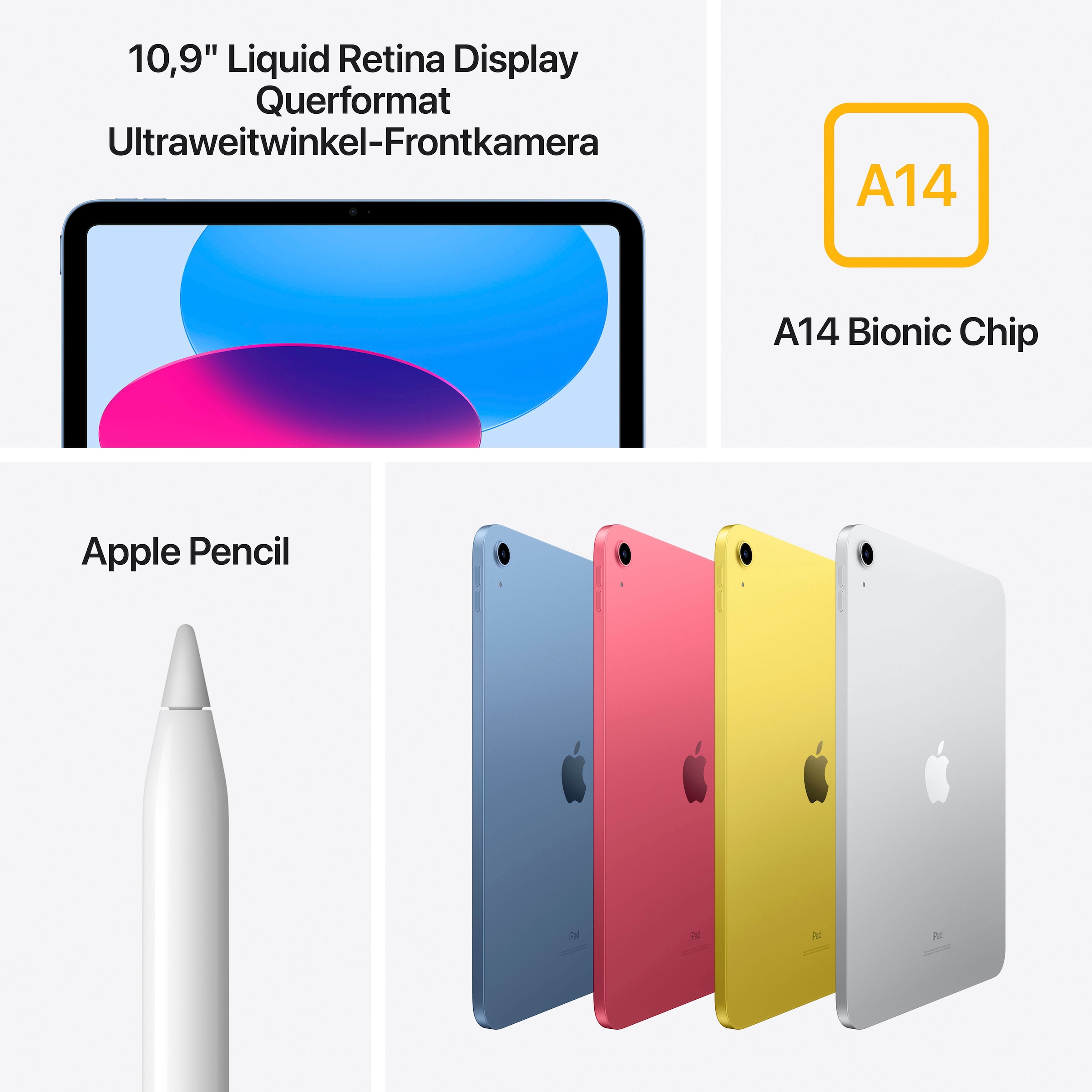 Apple Tablet »iPadWi-Fi 10. Generation inklusive Poweradapter«, (27,68 cm / 10,9 Zoll), iPadOS,)