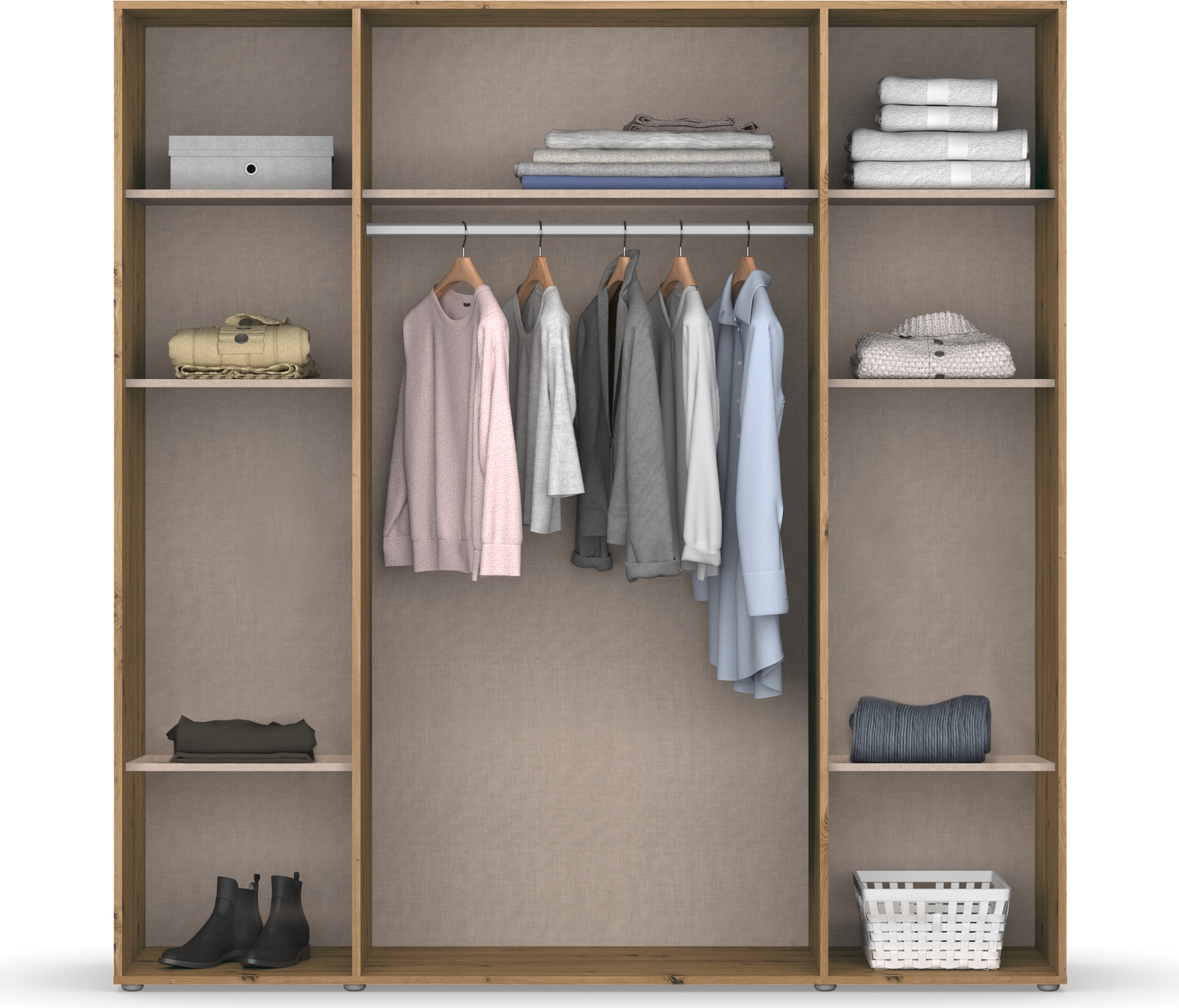 rauch Drehtürenschrank »Kleiderschrank Schrank Garderobe Wäscheschrank NABILA viel Stauraum«, (in 3 verschiedenen Ausstattungen BASIC/CLASSIC/PREMIUM), in 2 Breiten mit Push-to-Open Funktion TOPSELLER MADE IN GERMANY