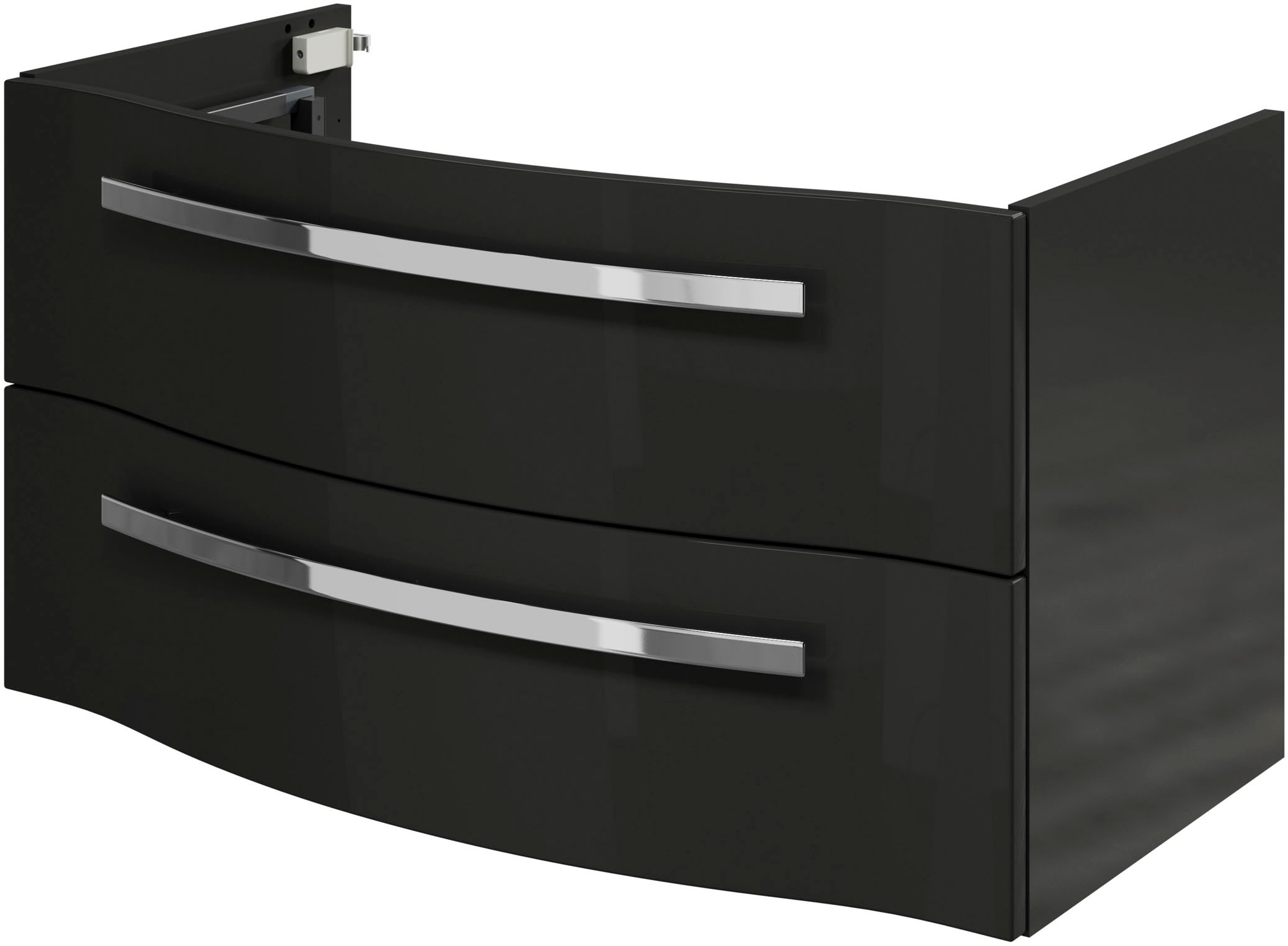 Saphir Badmöbel-Set »Serie 4005, vormontiert, Glaswaschbecken, Spiegelschrank«, (Set, 6 St.), Badezimmer-Set mit Unterschrank, Hängeschrank, Hochschrank, Türdämpfer