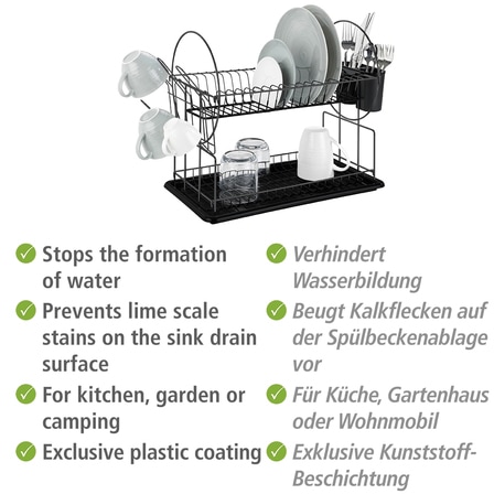 WENKO Geschirrständer »Modell Premium Do«, Geschirrabtropfer mit Besteckkorb und Tassenhalter, 2 Etagen