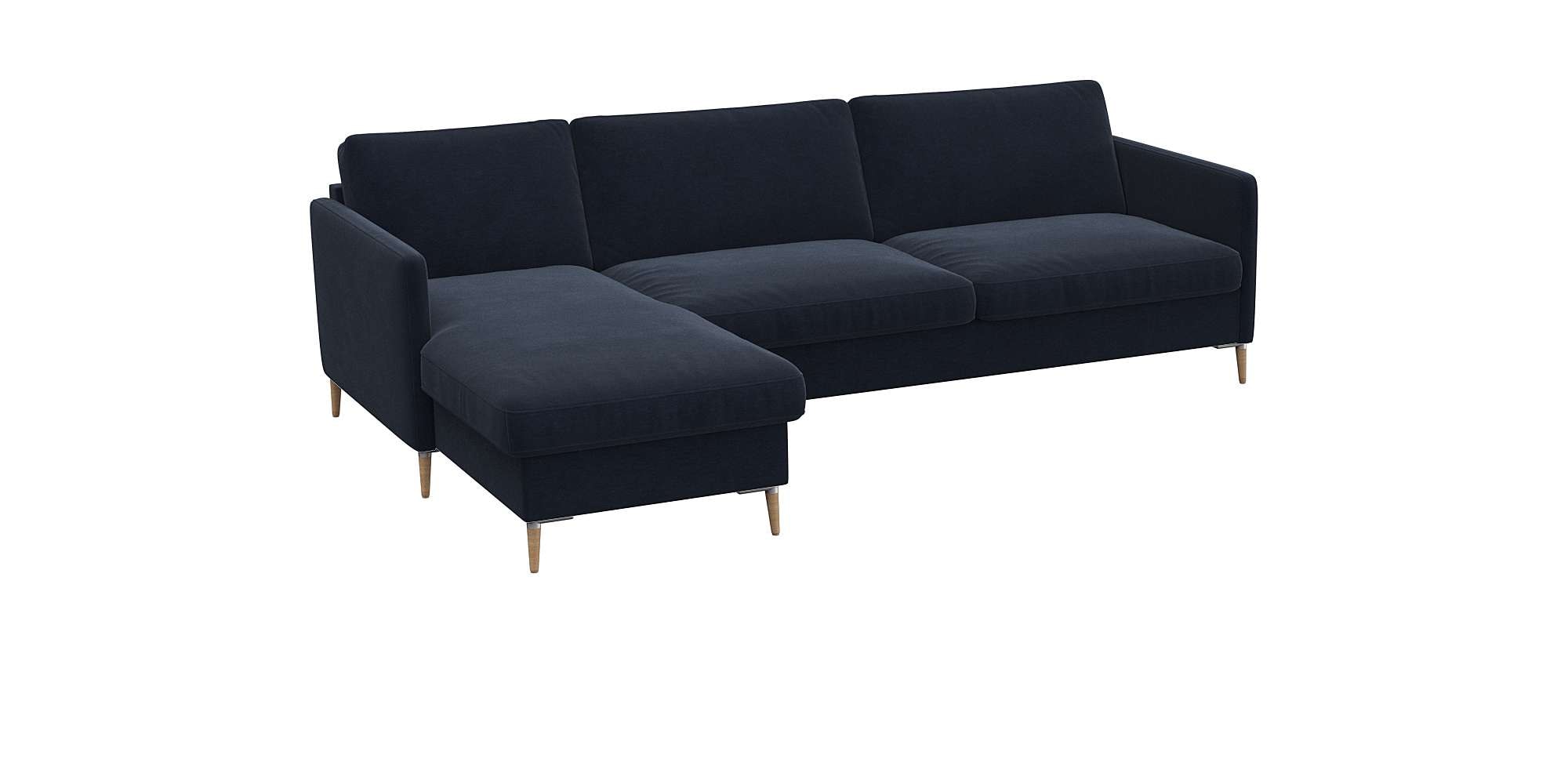 FLEXLUX Ecksofa »Fiore, super Sitzkomfort durch Kaltschaum im Sitz, L-Form«, schmale Armlehnen, Füße Alu+ Eiche