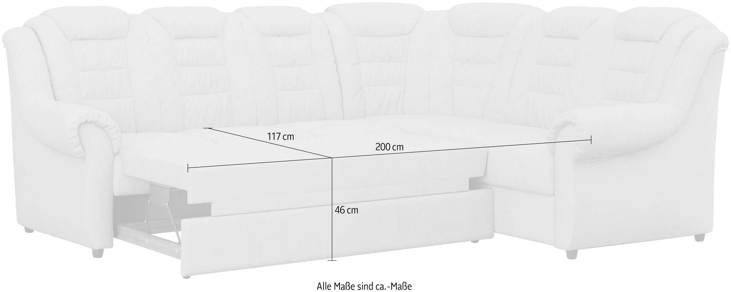 Home affaire Ecksofa »Boston L-Form«, mit hoher Rückenlehne, wahlweise mit Bettfunktion & Stauraum