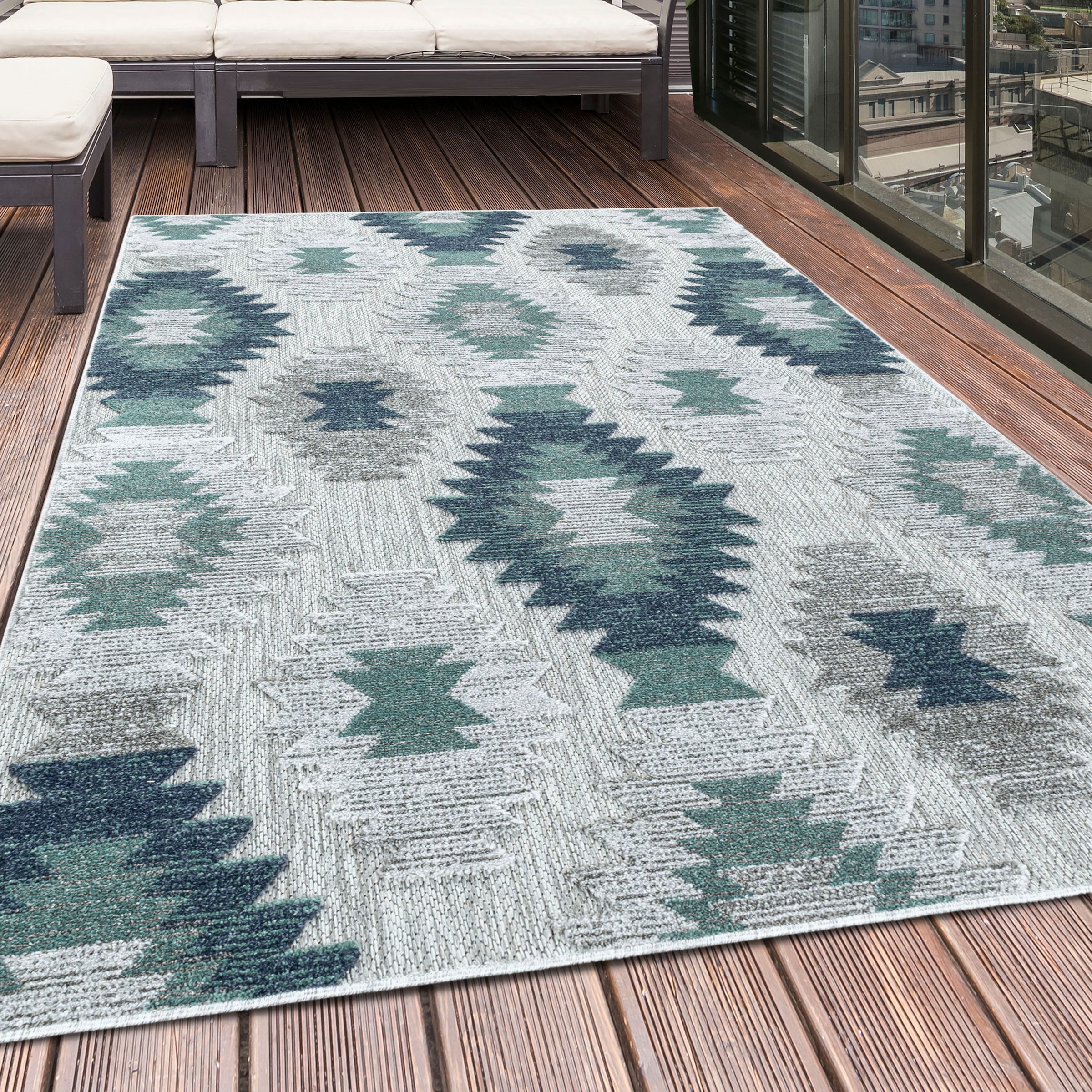 In-und rechteckig, mit Ayyildiz Flachflor OTTO online Teppiche geeignet Hoch-Tief-Struktur, Outdoor bei Teppich,
