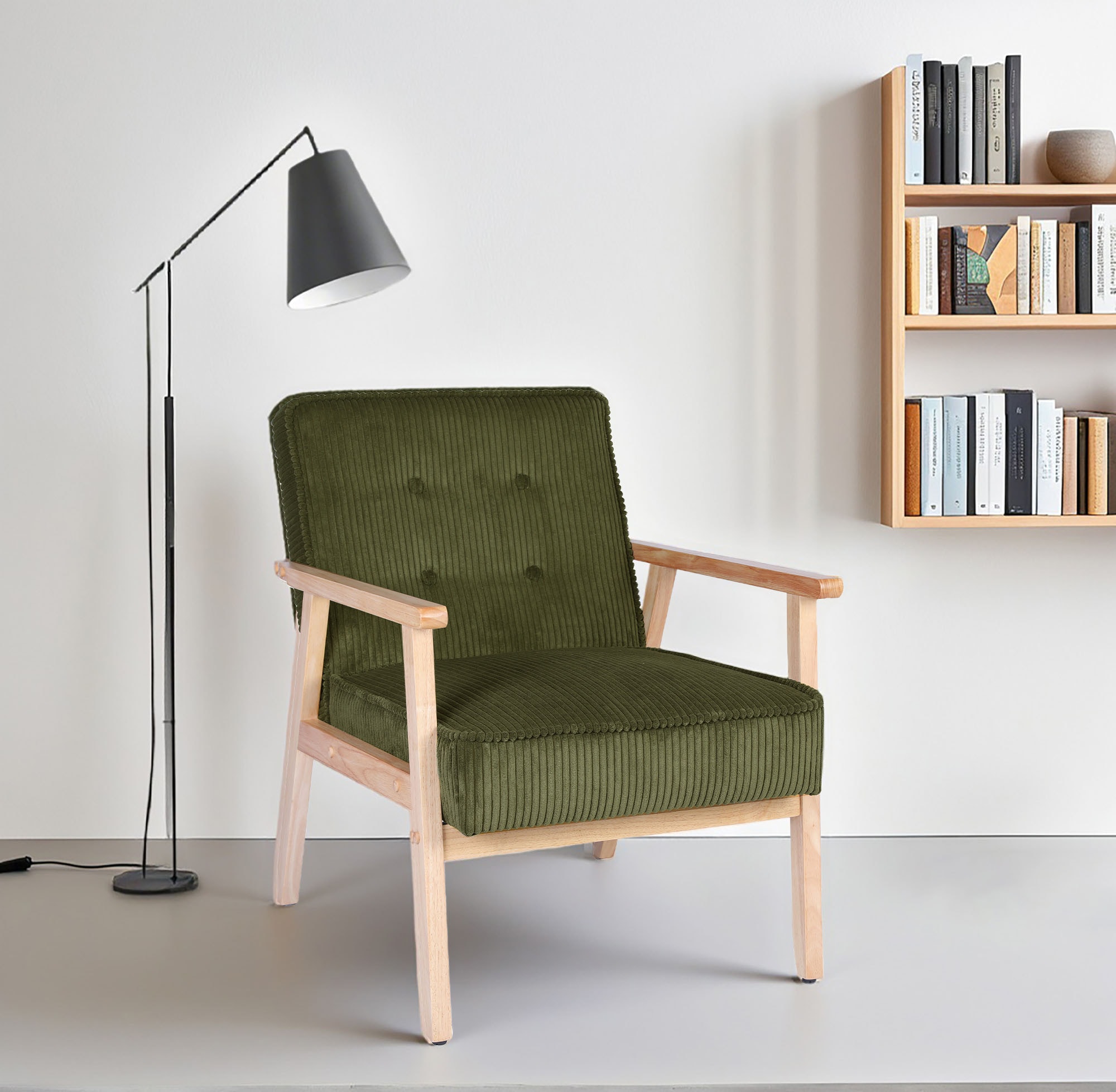 Home affaire Loungesessel »MENONRI mit Armlehnen aus Massivholz«, Relaxsessel, Lese-Sessel, Cocktailsessel in Cord und Webstoff