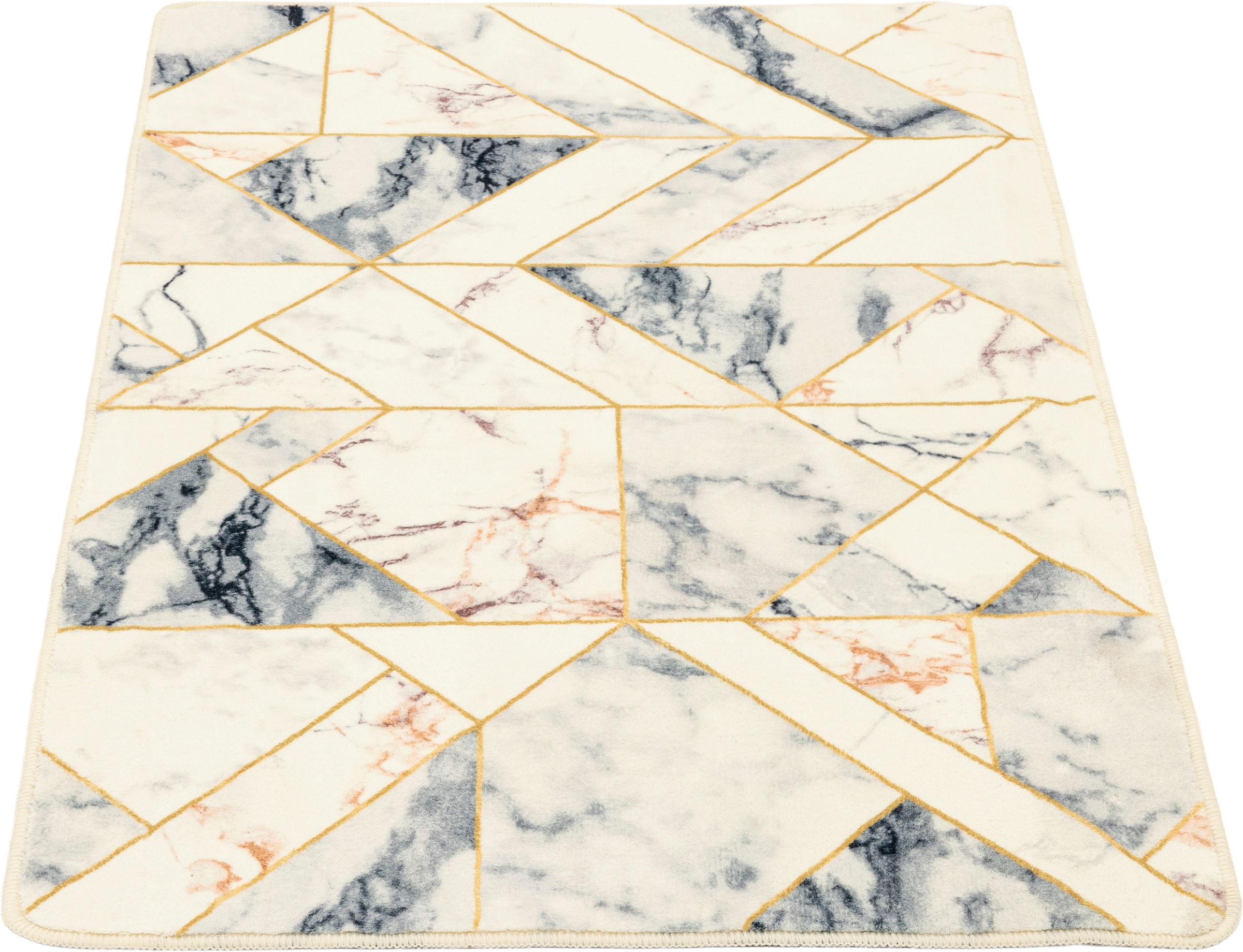Gino Falcone Badematte »Aquata GF-155, Badvorleger, Badezimmer Teppich« Höhe 7 mm rutschhemmend beschichtet fußbodenheizungsgeeignet Badteppich, bedruckt, Marmor Design, rechteckig