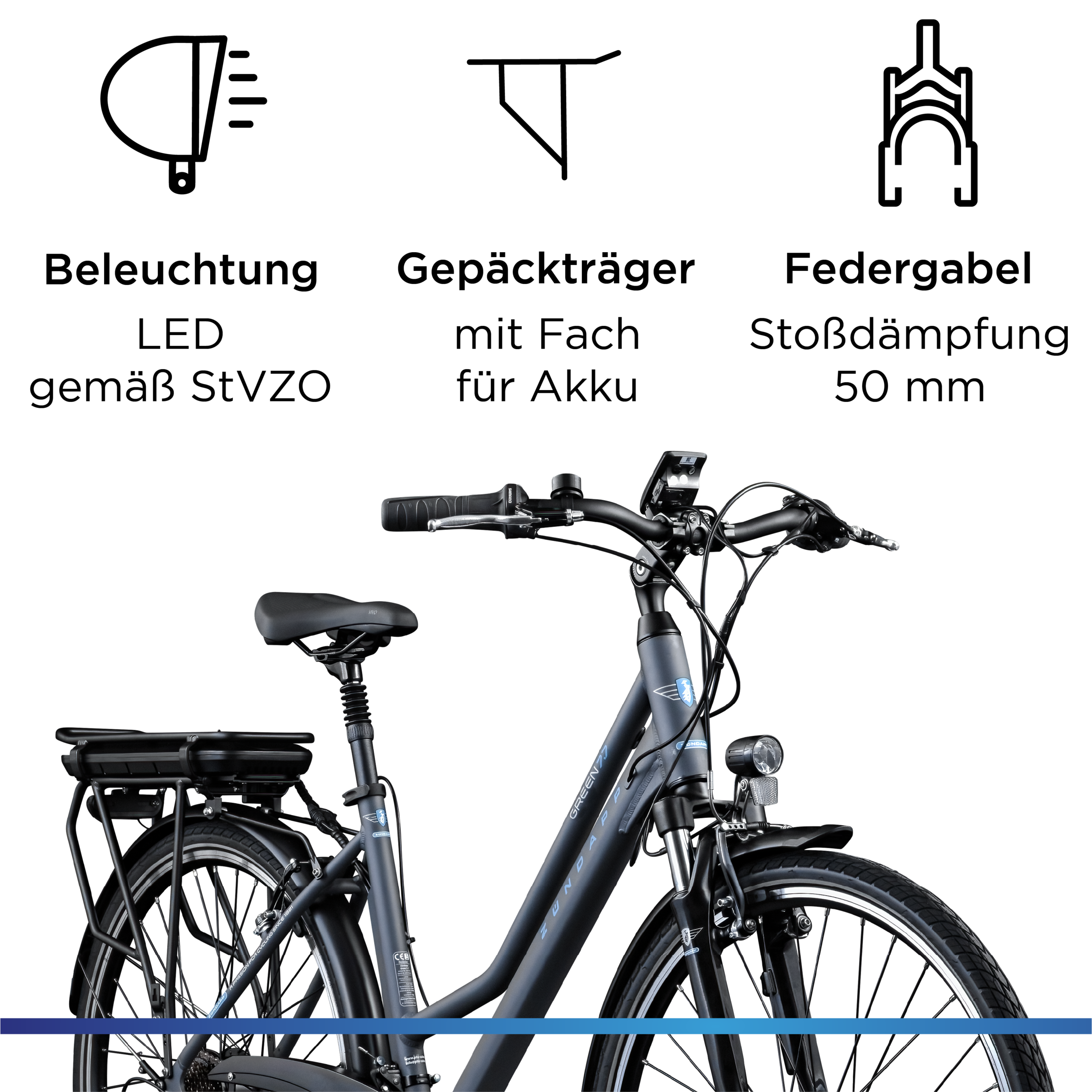 Zündapp »Green 7.7 Damen« 21 Gang Shimano Tourney Schaltwerk Kettenschaltung Heckmotor 250 W Pedelec, Elektrofahrrad für Damen