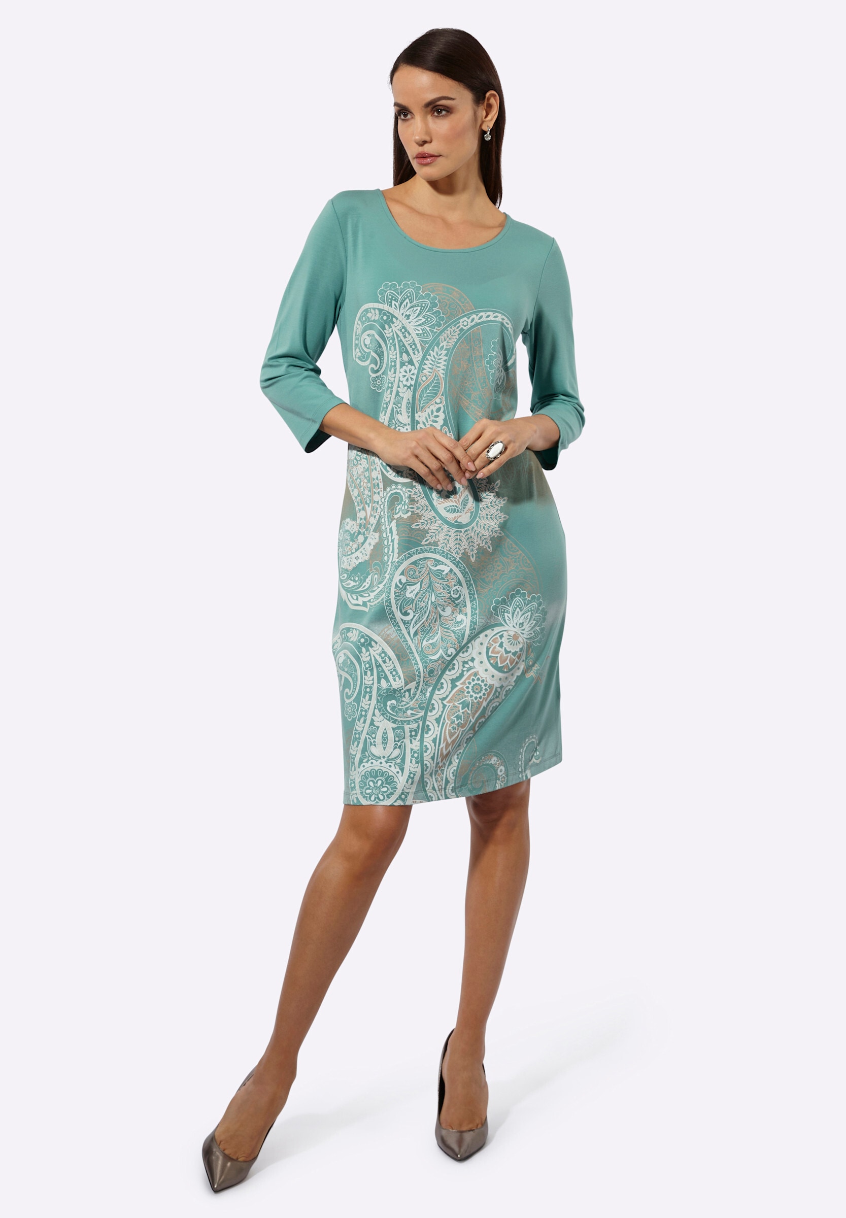 creation L Jerseykleid »Modal-Jerseykleid Jerseykleid mit einfarbigem Rückenteil« Ohne Taschen