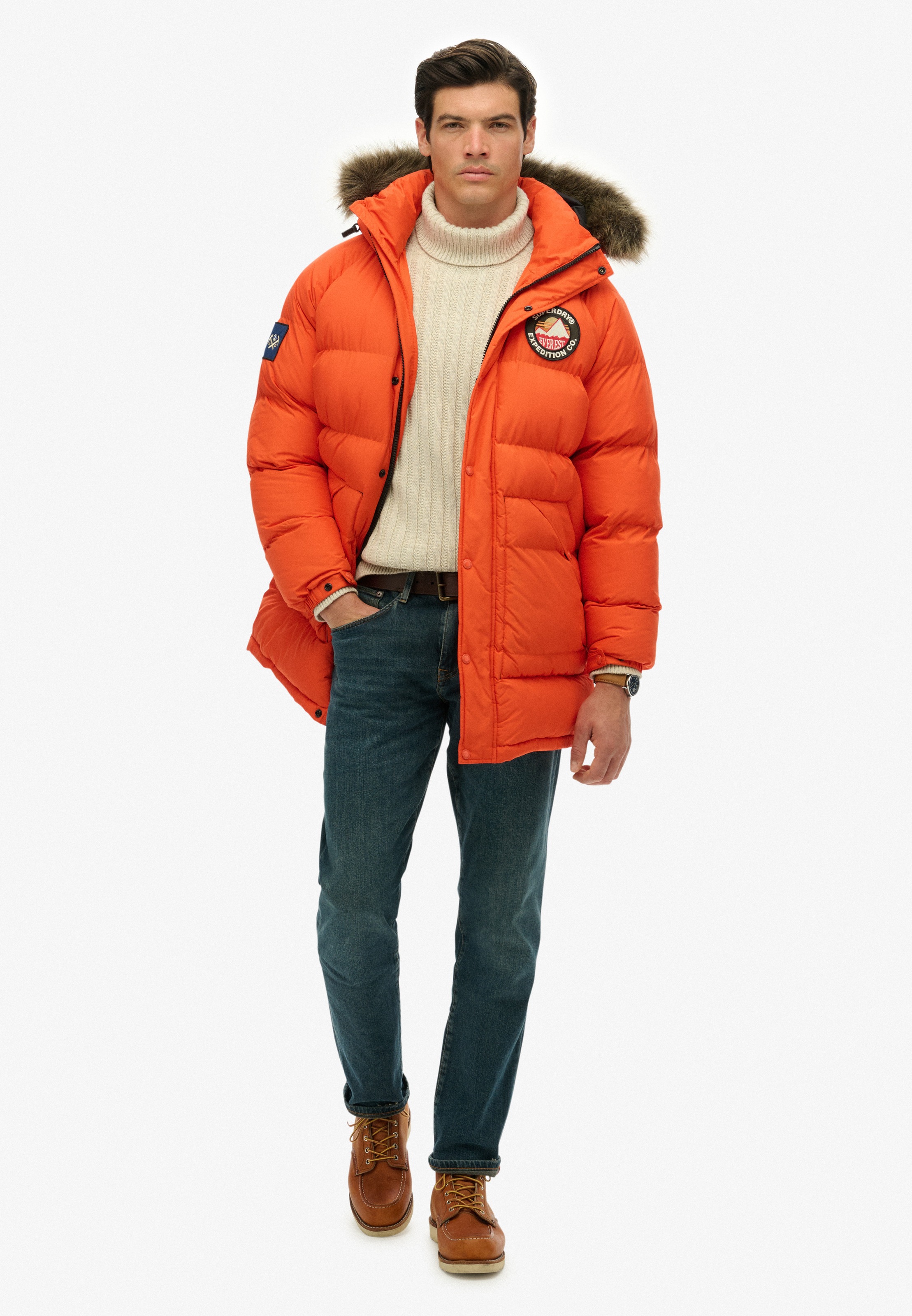 Superdry Steppjacke »EVEREST LONGLINE BAFFLED PARKA«, mit Kapuze