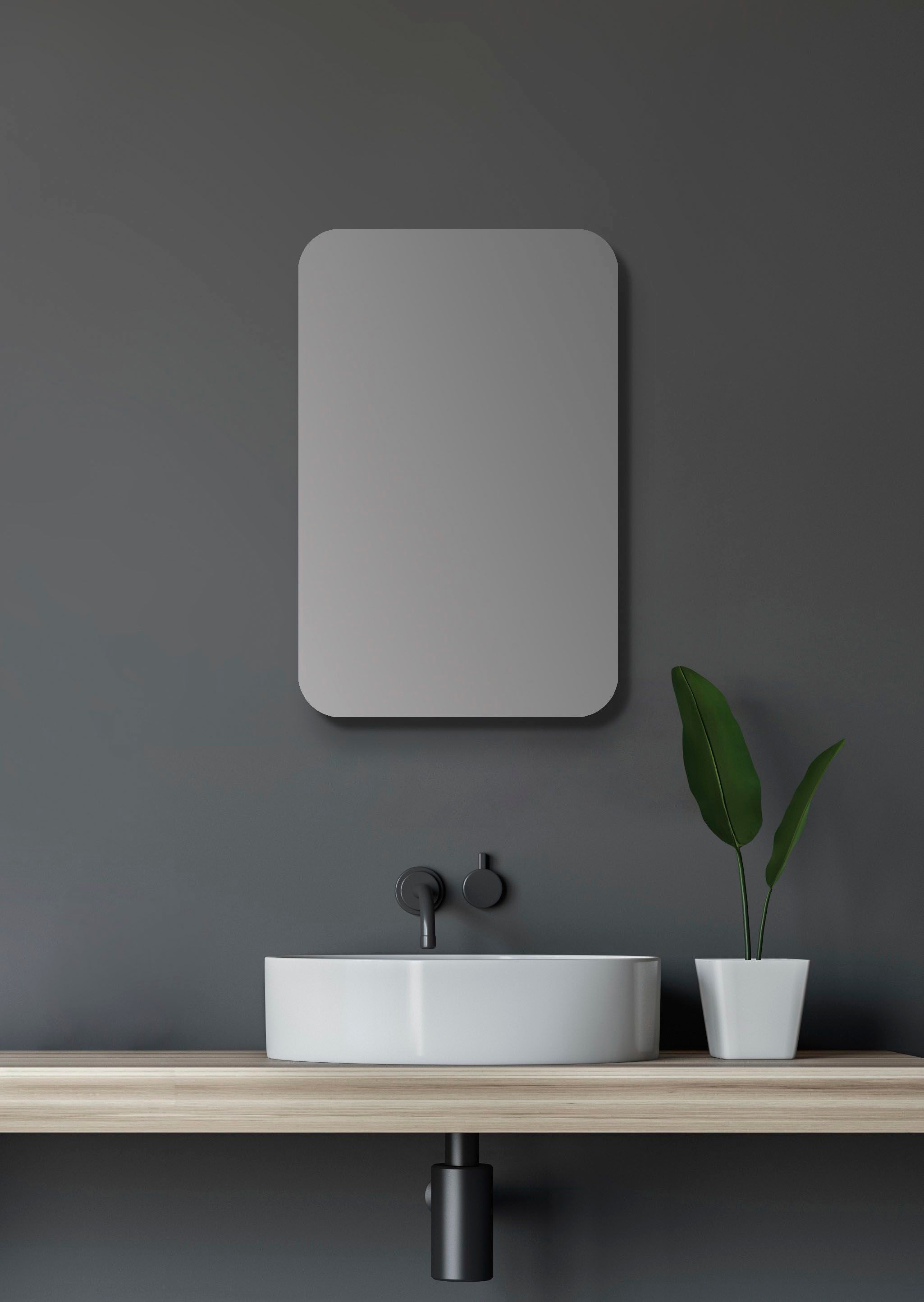 Badezimmerspiegelschrank, OTTO cm, 40x60 Online IP24, Shop und Talos Echtglas, aus oval, BxH: schwarz Alumunium