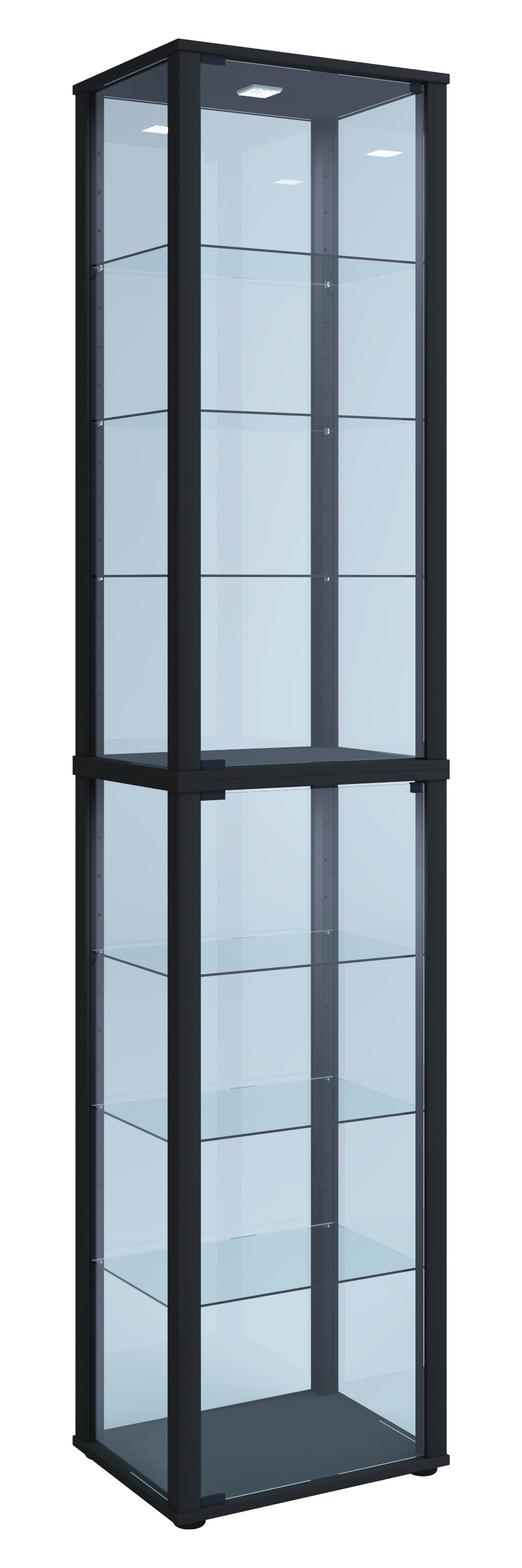 VCM Vitrine »VCM Glasvitrine stehend | Vitrine Glas mit ESG-Sicherheitsglas | Maße ca. H. 227 x B. 50 x T. 38 cm | Standvitrine Glas | Modern und platzsparend | Glas Vitrinenschrank ¿ Kavisa XL«, (1 St.)