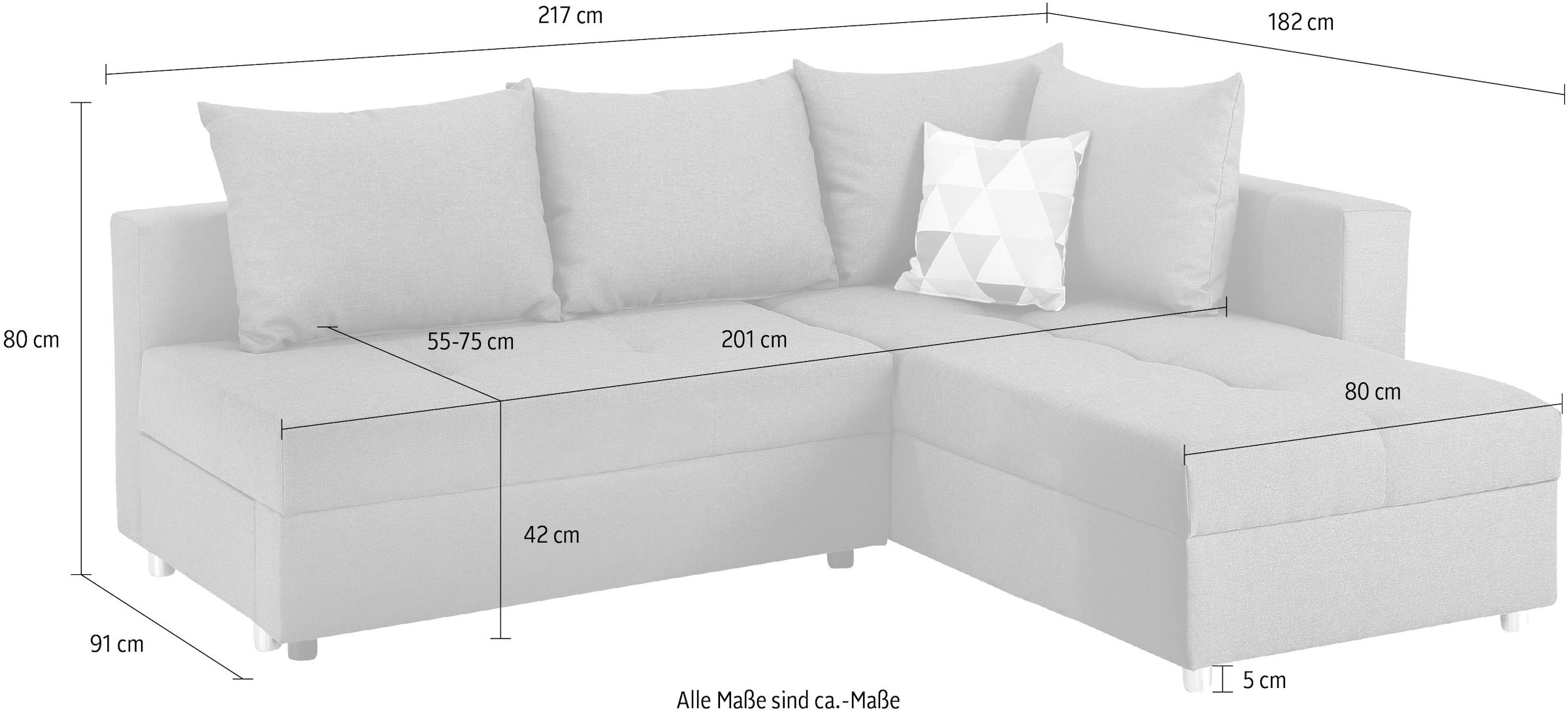 Home affaire Ecksofa Italia, mit Bettfunktion und Bettkasten