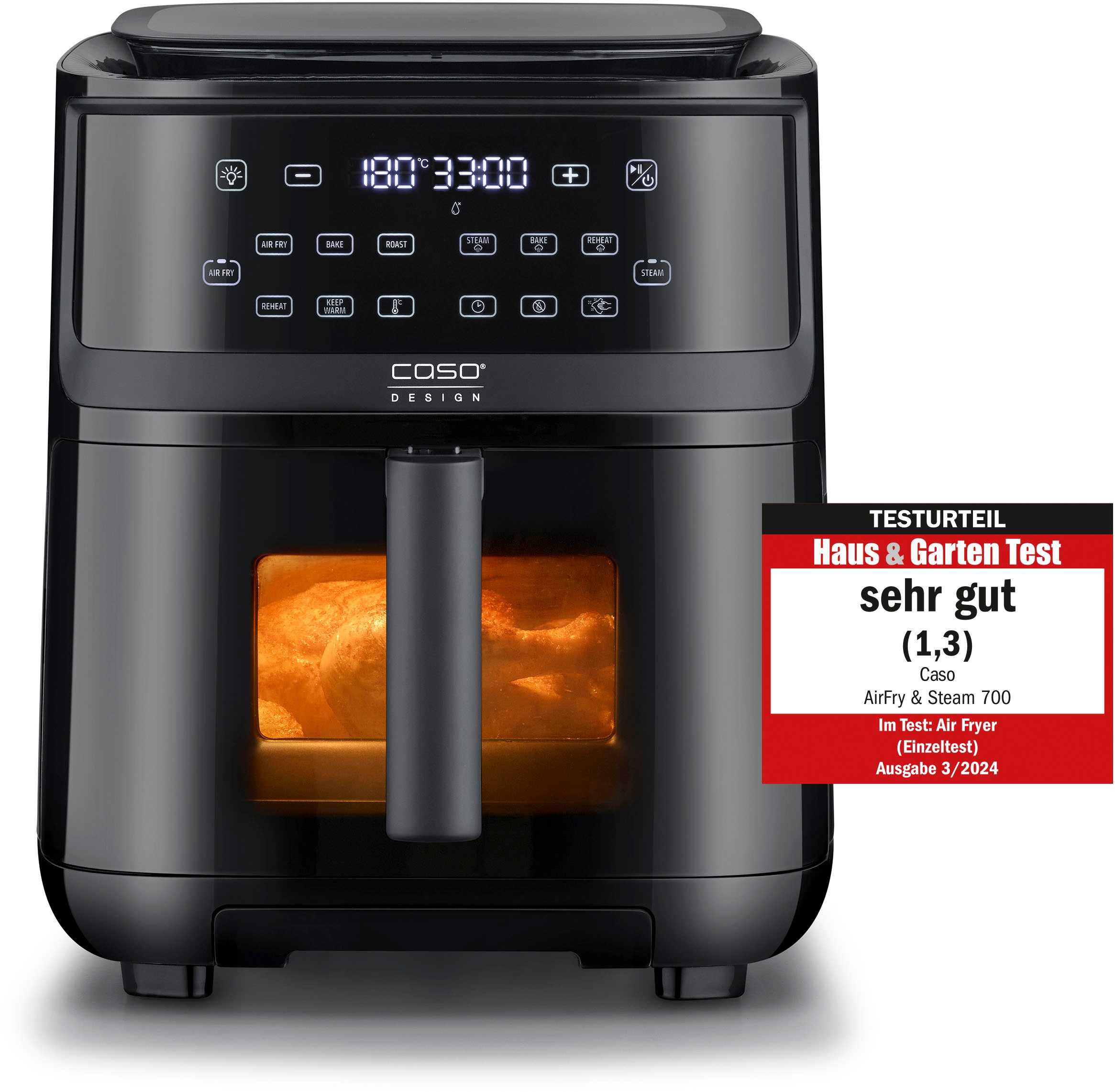 Caso Heißluftfritteuse »3182 AirFry & Steam 700, Dampfgar-AirFryer« 1700 W mit Dampfgarfunktion
