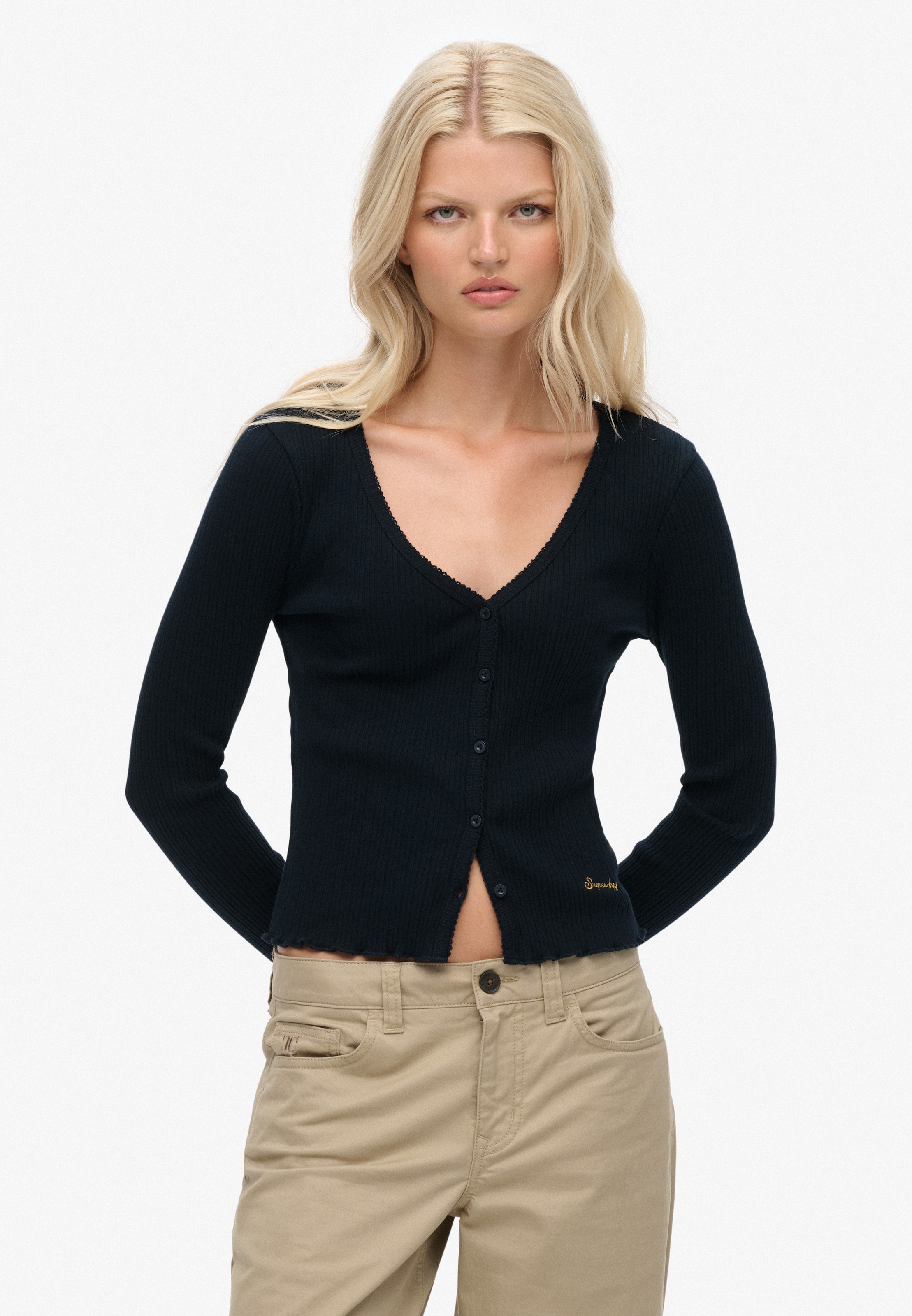 Superdry Langarmshirt »ESSENTIAL BUTTON THRU LS TOP«