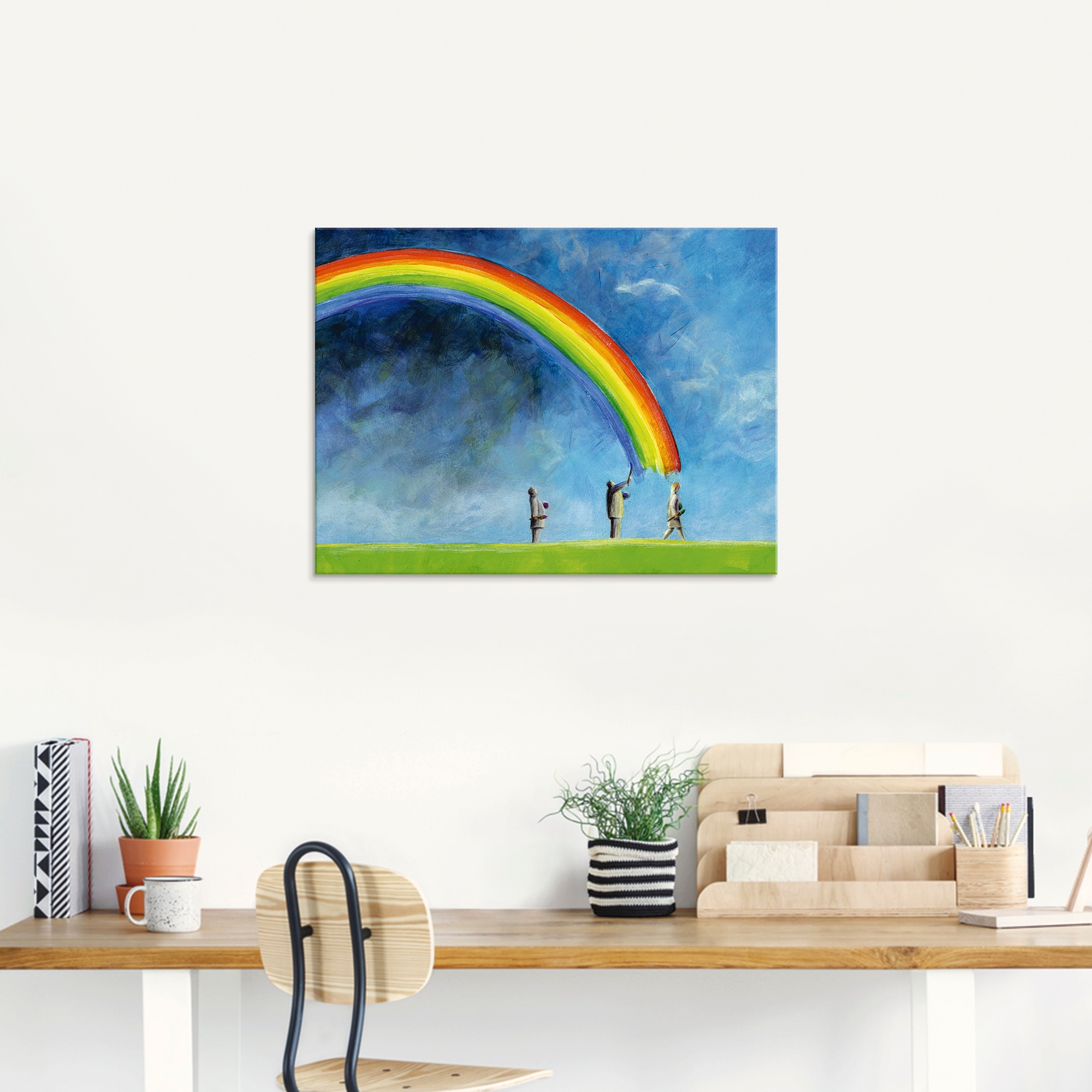 Artland Glasbild »Regenbogen malen«, Gruppen & Familien, (1 St.), in verschiedenen Größen