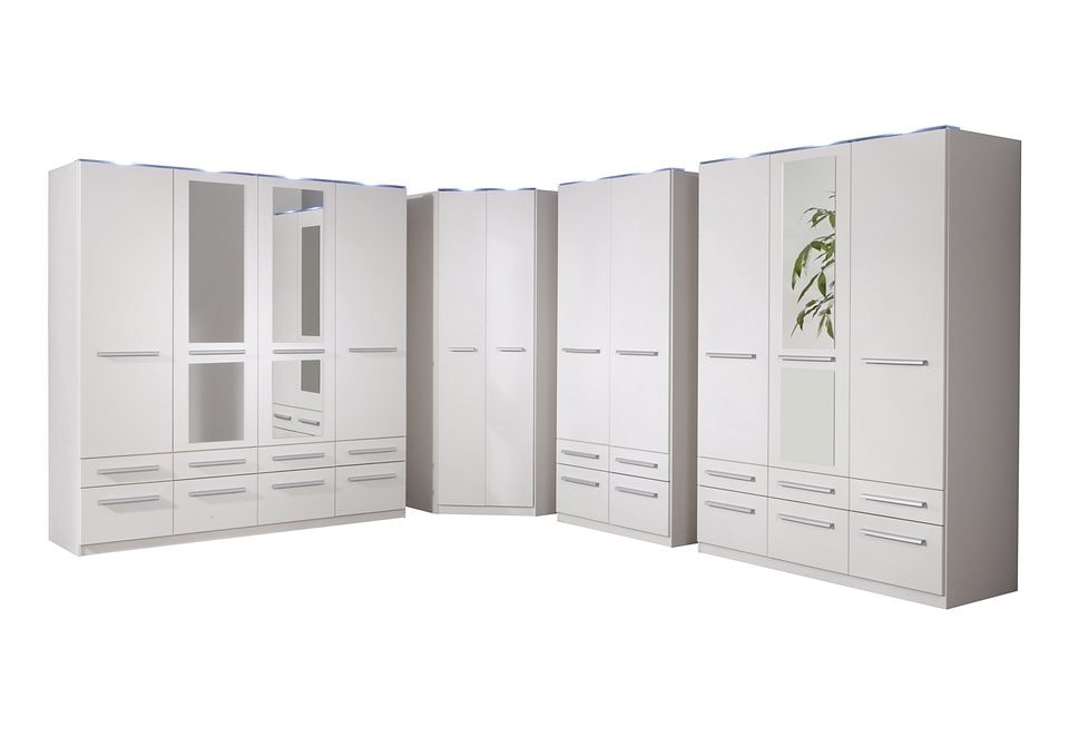 priess Kleiderschrank »Schrank Garderobe Wäscheschrank Barcelona in 5 Breiten«, viel Stauraum, geräumige Schubkästen, mit Spiegel, MADE IN GERMANY