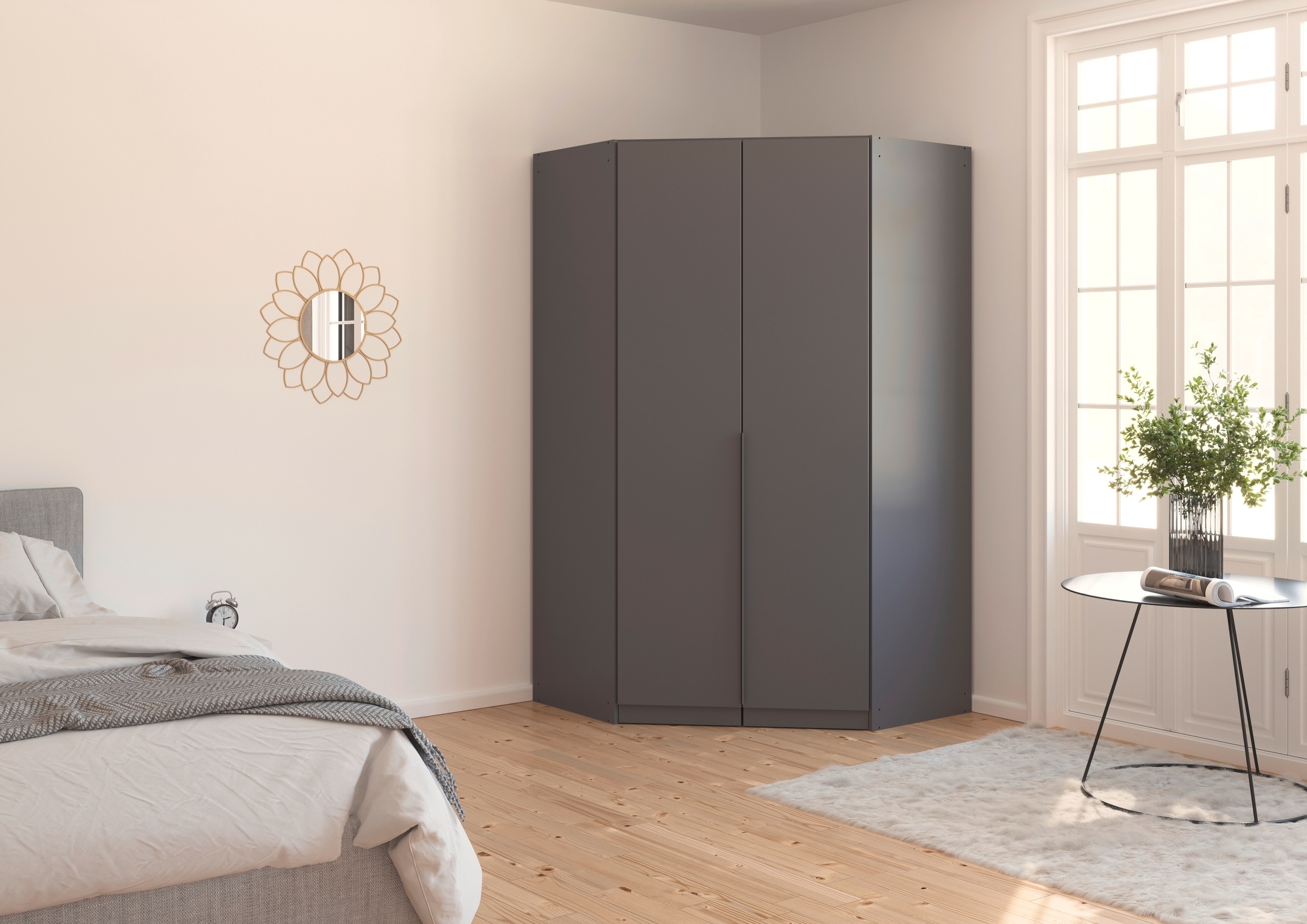 rauch Eckkleiderschrank »Kleiderschrank Schrank Ankleidezimmer Schlafzimmer Garderobe AGORDO«, (in zwei Griff-Farben), voll ausgestattet mit großzügigem Stauraum, 2 Höhen MADE IN GERMANY