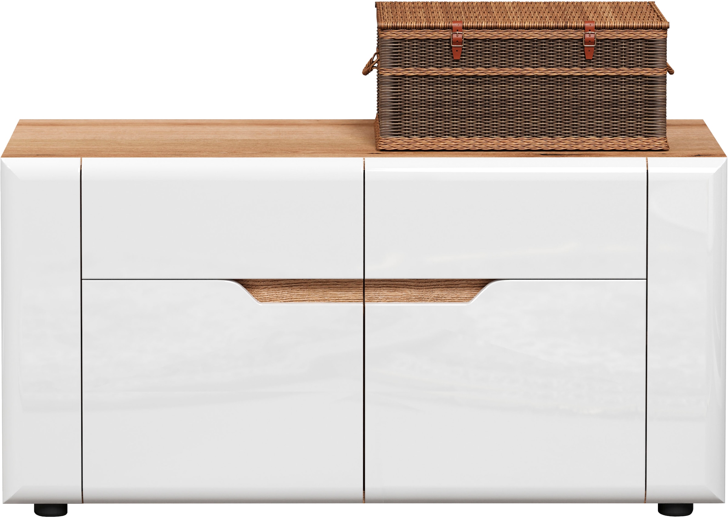 INOSIGN Sitzbank »Graz«, (Packung, 1 St.), Maße (B/H/T in cm): (91/47/38) - Farbe Weiß Hochglanz und Eiche