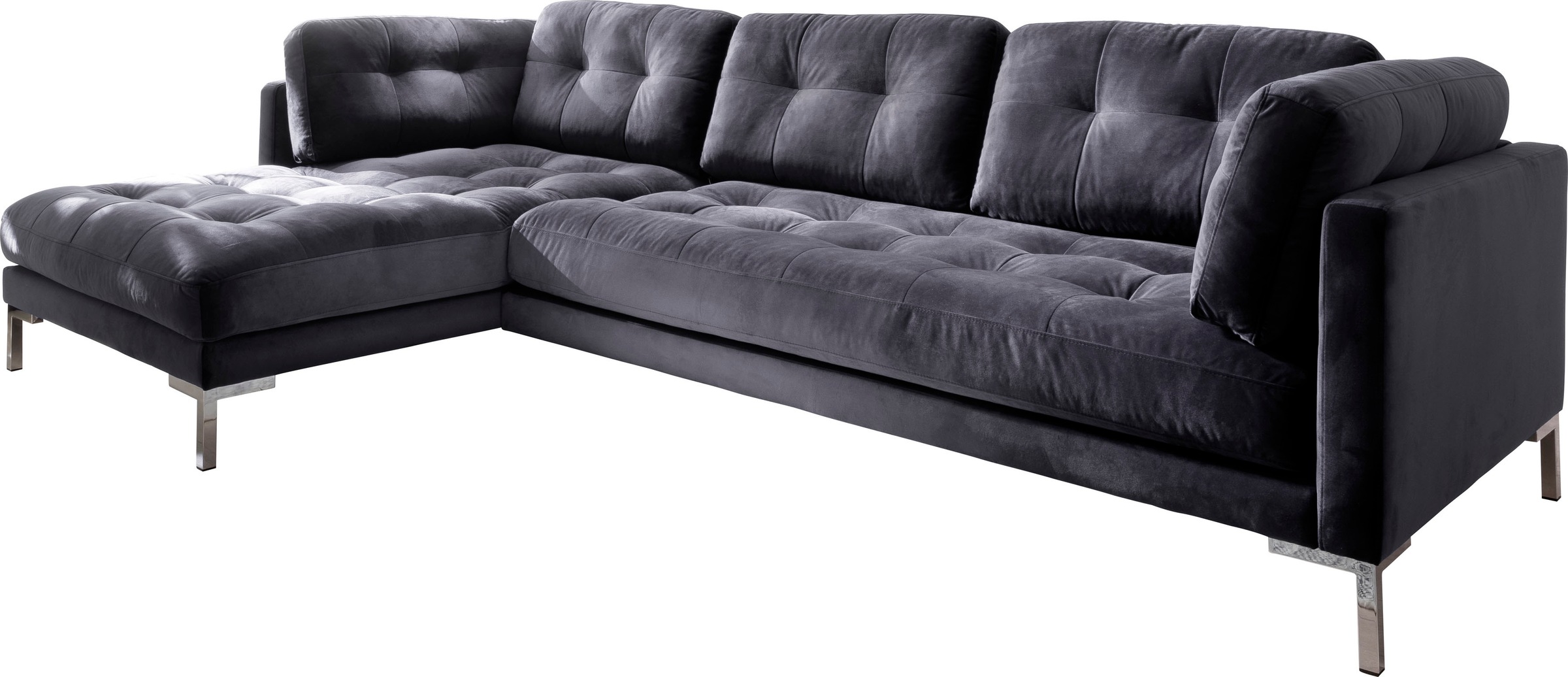 Trends by HG Ecksofa »Landau L-Form«, in Cord-Stoff mit Metallfuß