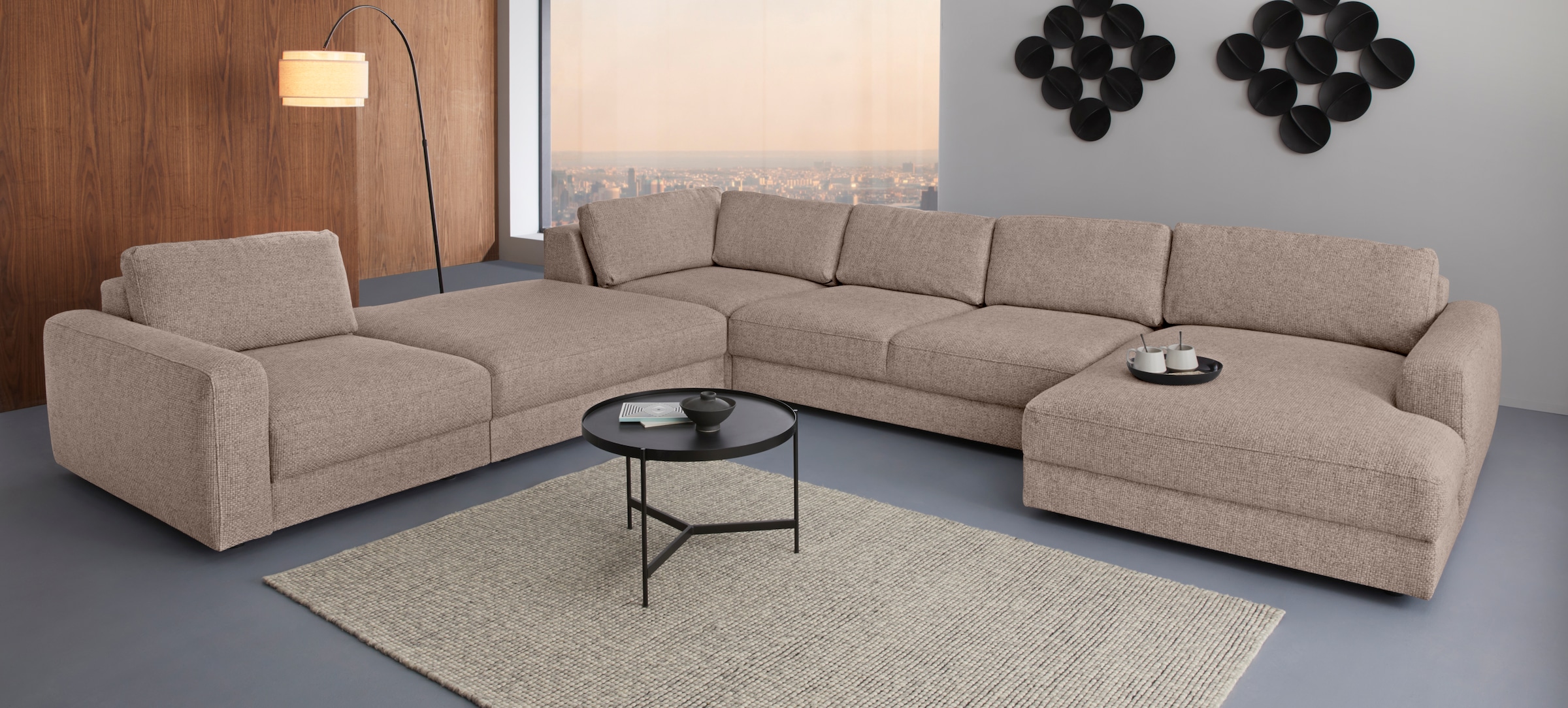 Places of Style Sofa-Mittelelement »Bloomfield Mega Hocker in 2 Größen«, passende Erweiterung zur Serie "Bloomfield", als Mittelelement passend