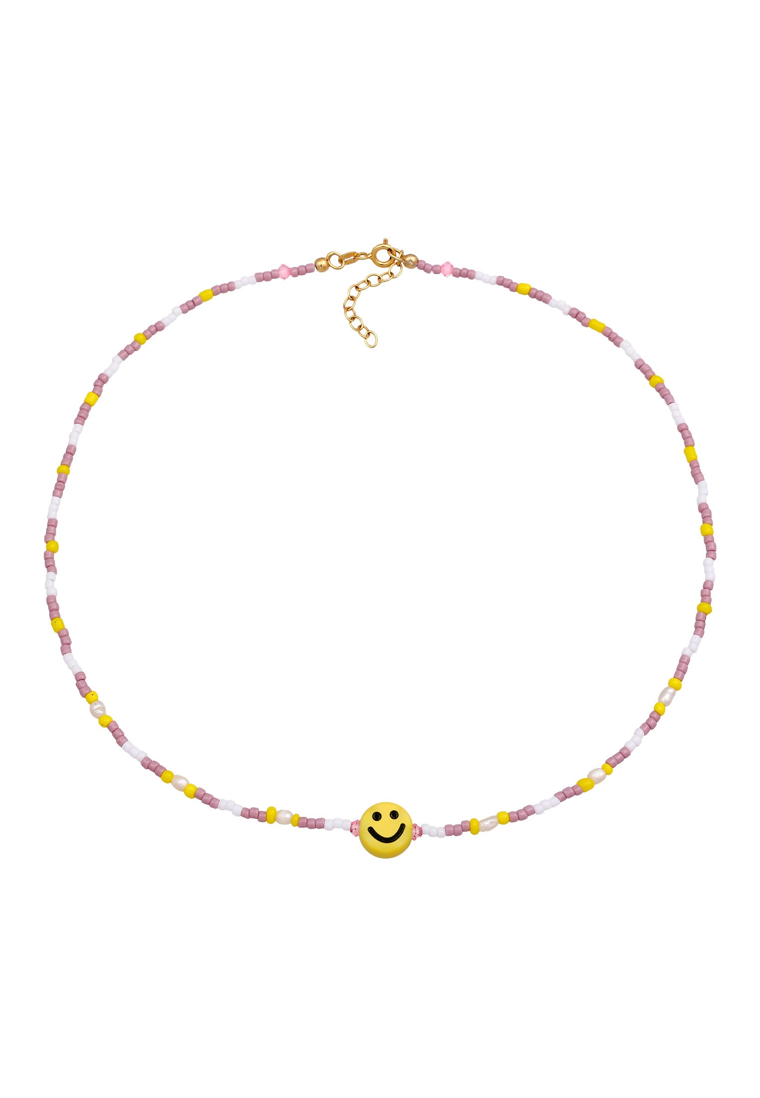 Elli Bead-Ketten-Set »Halskette Süßwasserperlen Smiling Glas Bead 925 Silber«