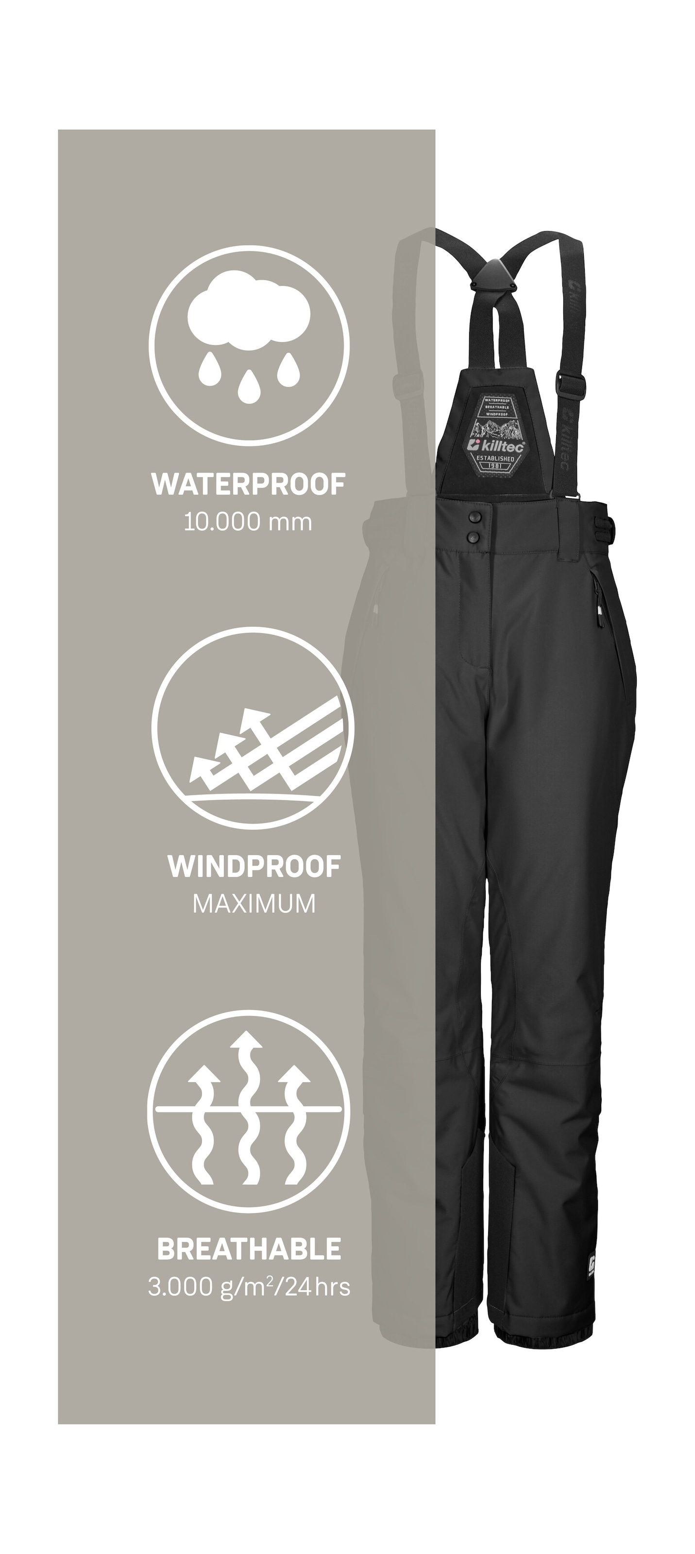 Killtec Skihose »KSW 213 GRLS SKI PNTS«, Wasserdichte, atmungsaktive Skihose mit verstellbarer Taille