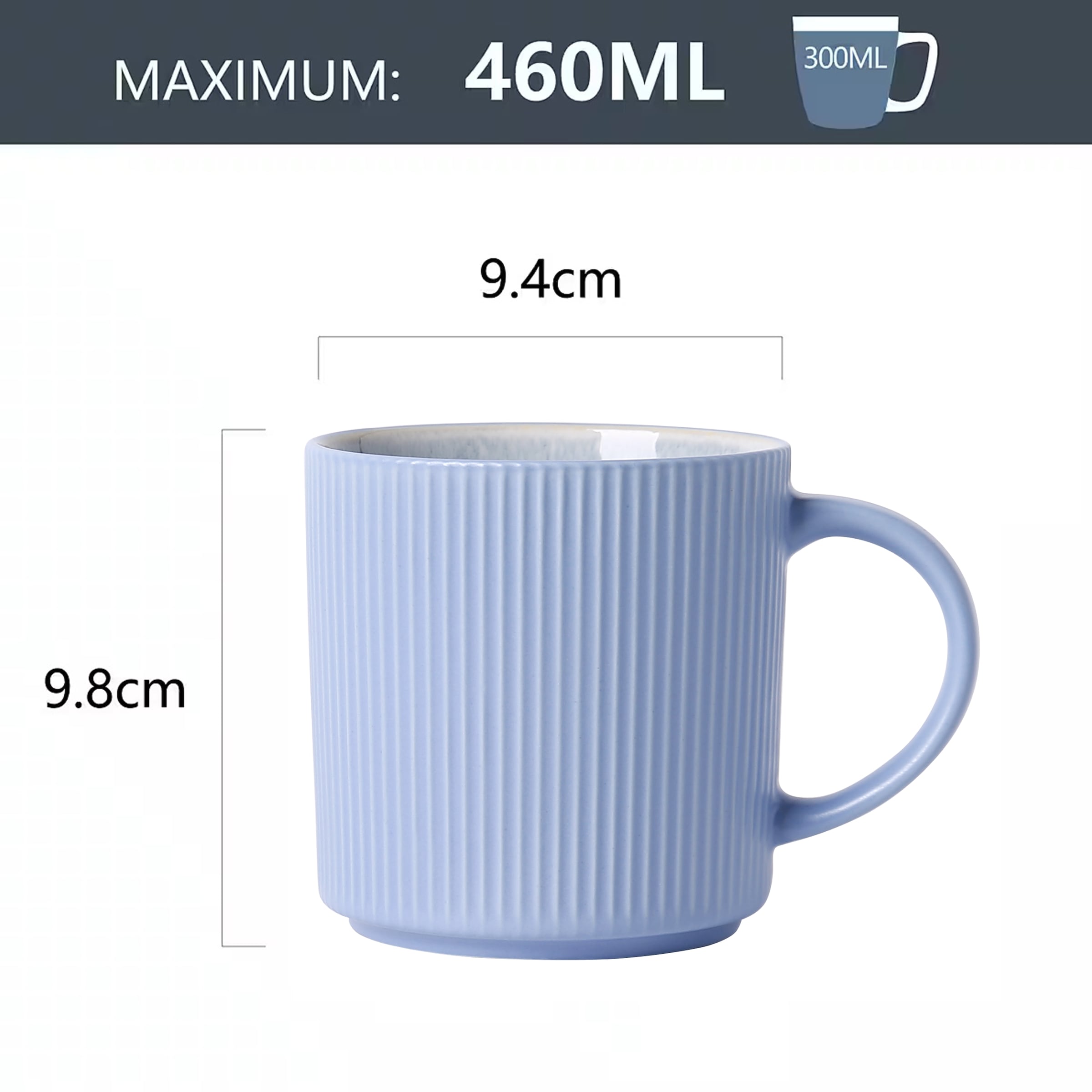 OTTO home Becher »Kaffeebecher Ylvii, 6er Set« Riffeloptik, spülmaschinenfest und mikrowellengeeignet, 460 ml