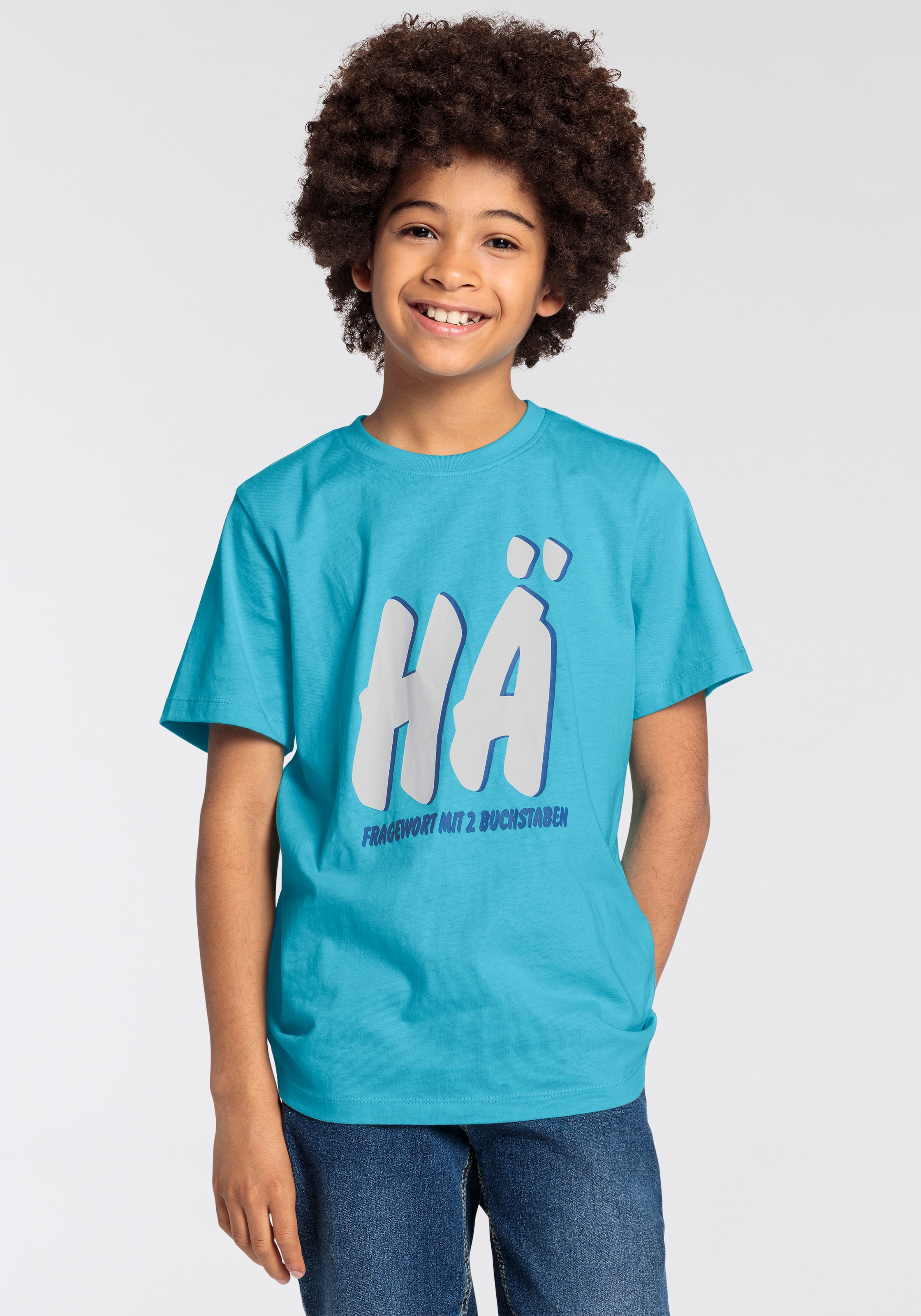 T-Shirt »FRAGEWORT MIT 2 BUCHSTABEN«, Sprücheshirt für Jungen