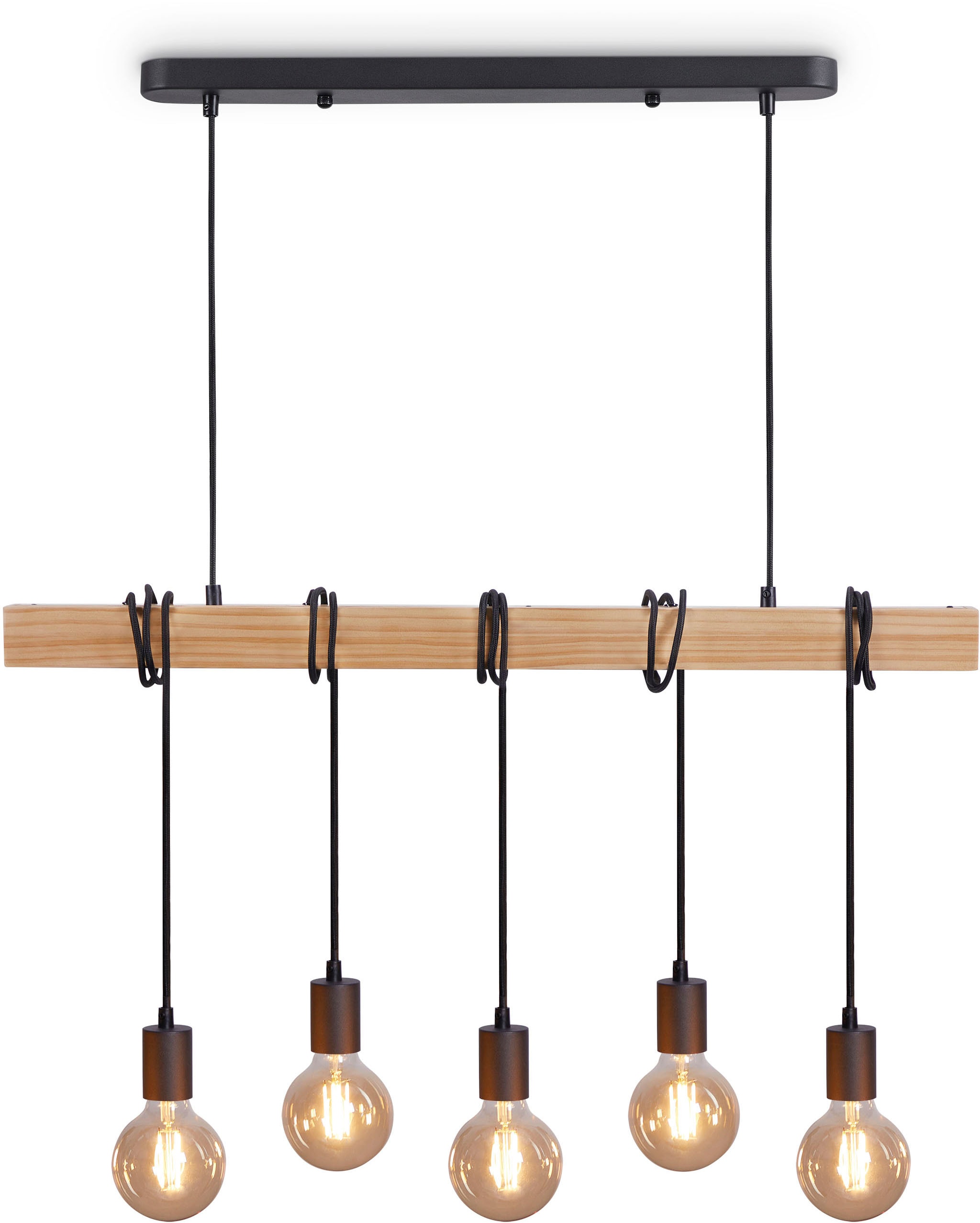 Paco Home Pendelleuchte »SINA«, Leuchtmittel E27 | ohne Leuchtmittel, LED Pendelleuchte Hängelleuchte Wohnzimmer Esszimmer Vintage Holz E27