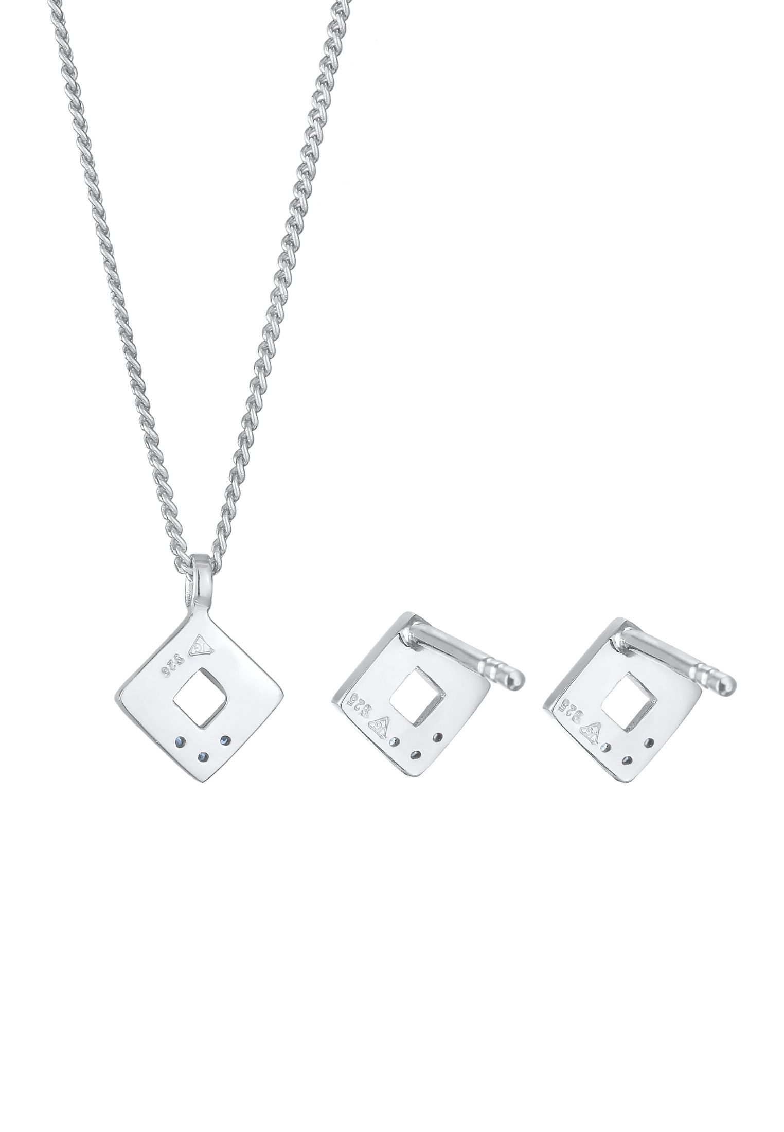 Elli DIAMONDS Ohrring und Ketten Set »Schmuckset Diamant (0.045 ct) Geo Design 925 Silber«