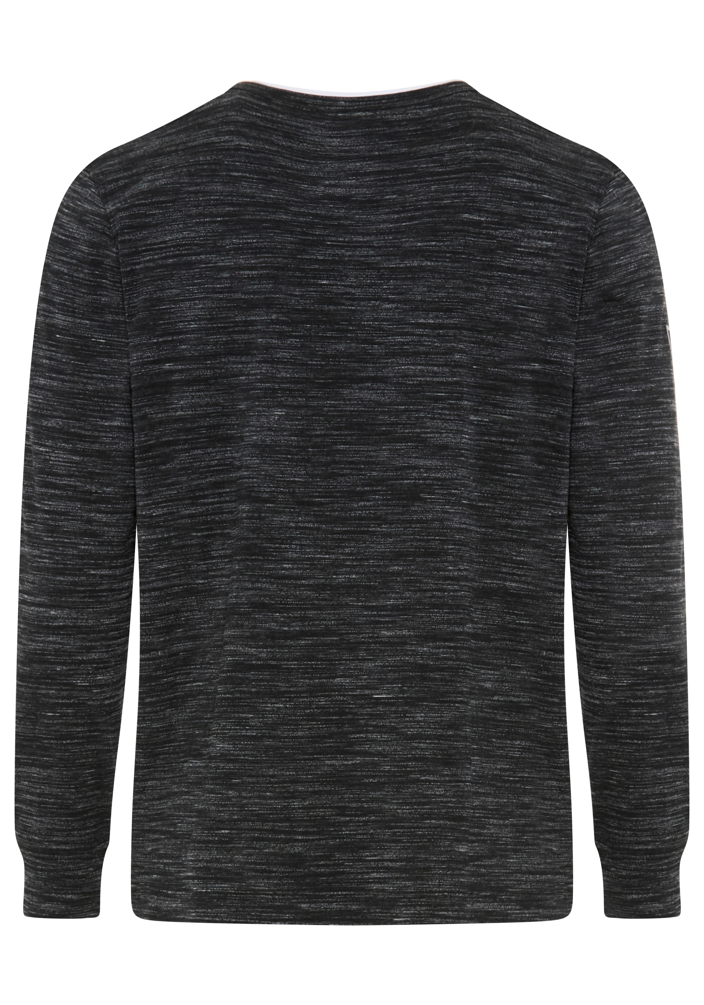 DELMAO Henleyshirt Langarm,  melierte Optik,  Henleykragen,  aus Baumwollmischung