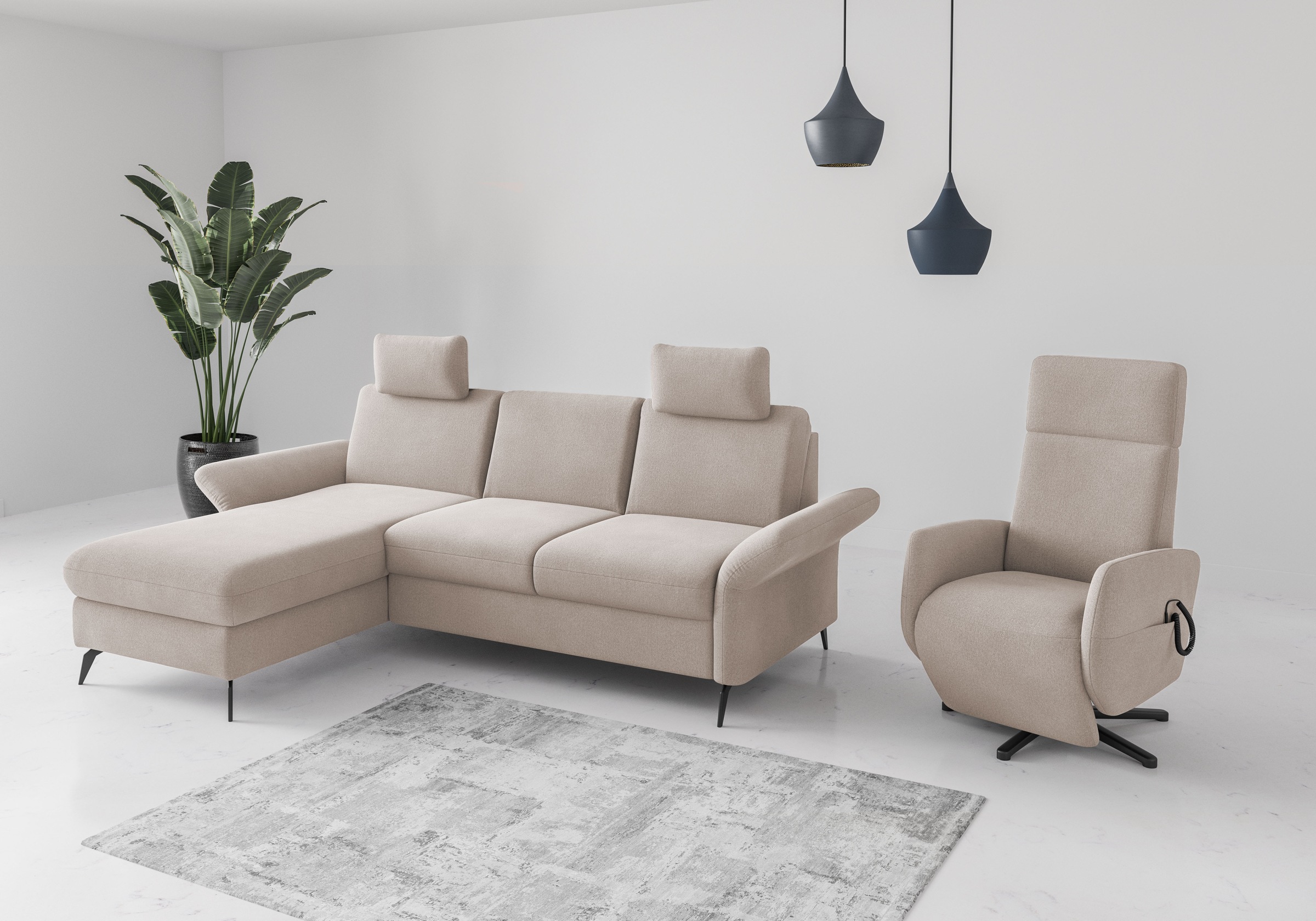 Home affaire Ecksofa »Rochelle«, wahlweise mit Bettfunktion, Bettkasten und Armteilverstellung
