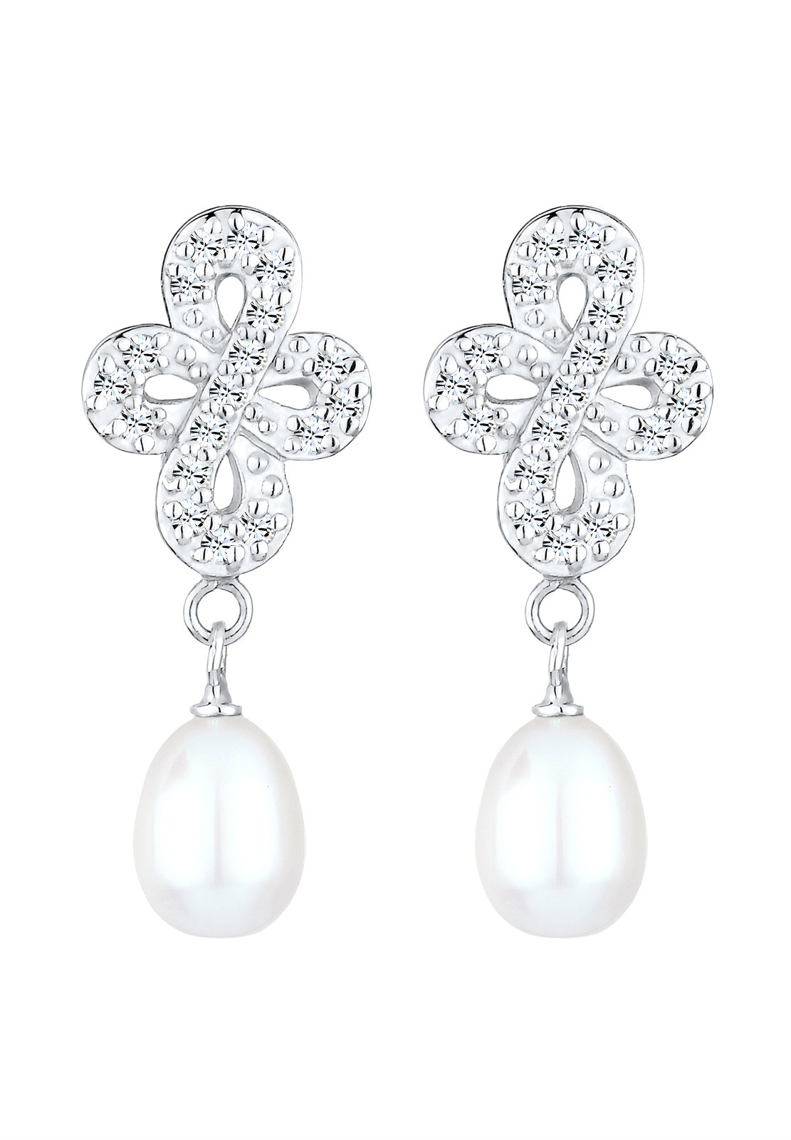 Elli Premium Paar Ohrhänger »Ohrringe Infinity Glas Kristalle Weiß 925 Sterling Silber«