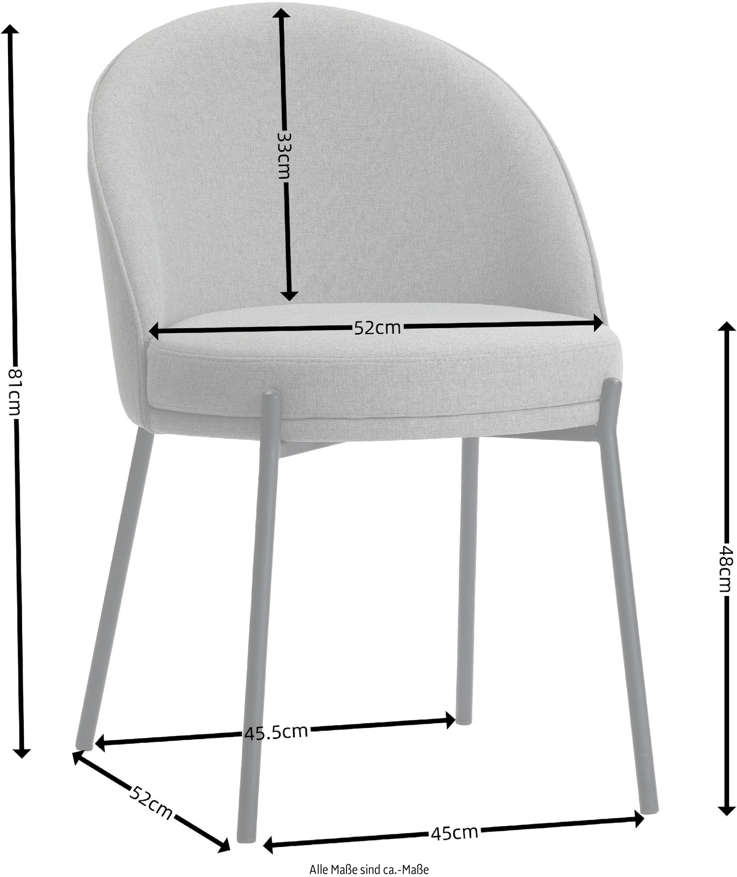 LeGer Home by Lena Gercke Esszimmerstuhl »Isalie«, (Set), 2 St., mit pflegeleichtem Webstoff, Metallgestell, Sitztiefe 47 cm