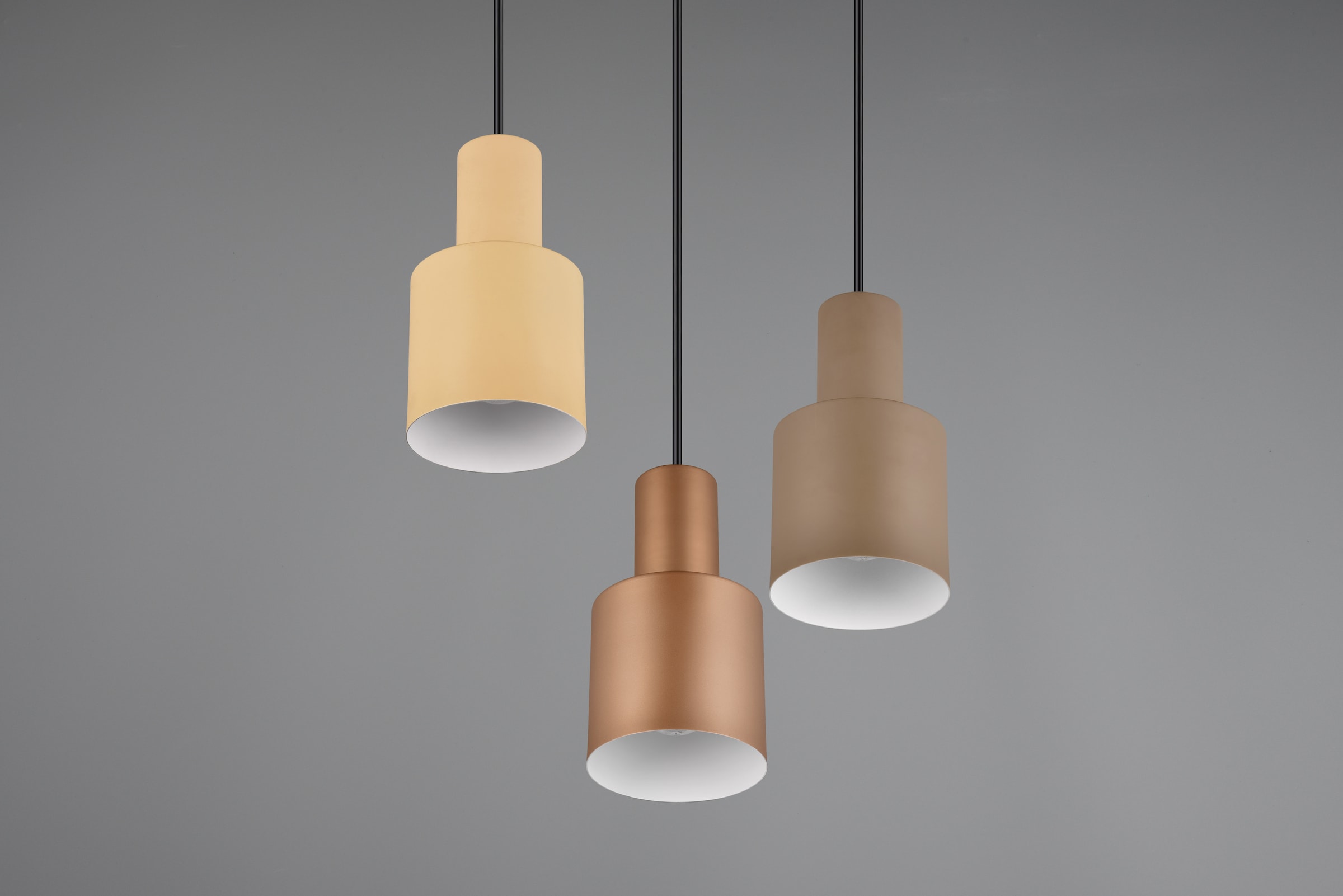 TRIO Leuchten Pendelleuchte »AGUDO, Hängelampe 3-flammig exkl 3xE27 max 40W höhenverstellbar«, 3 flammig, Leuchtmittel E27 | Leuchtmittel wechselbar, mehrfarbige Lampenschirme in beige taupe & coffee, Esszimmerlampe