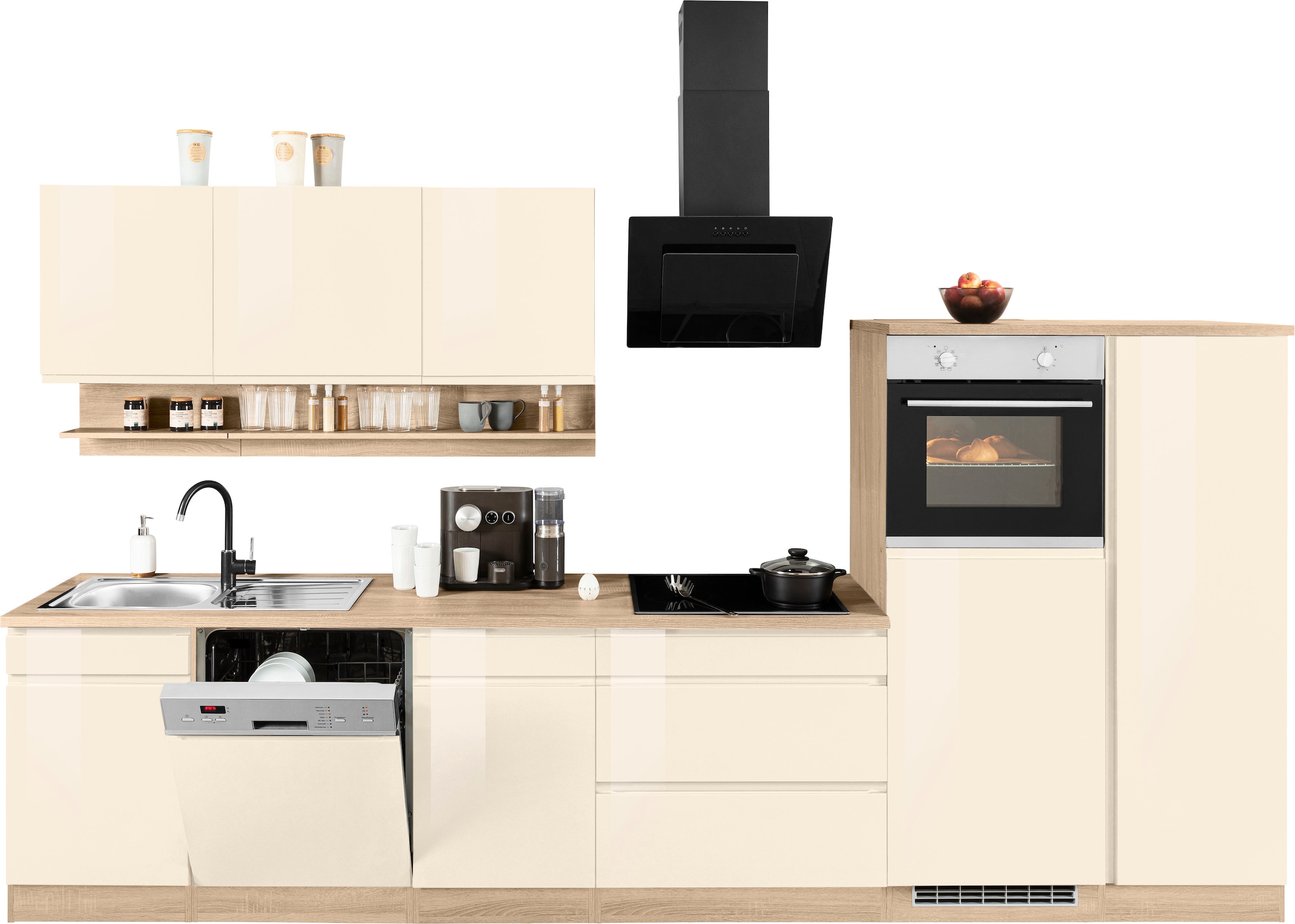 KOCHSTATION Küchenzeile »KS-Virginia«, Breite 350 cm, mit Glaskeramik-oder Induktionskochfeld