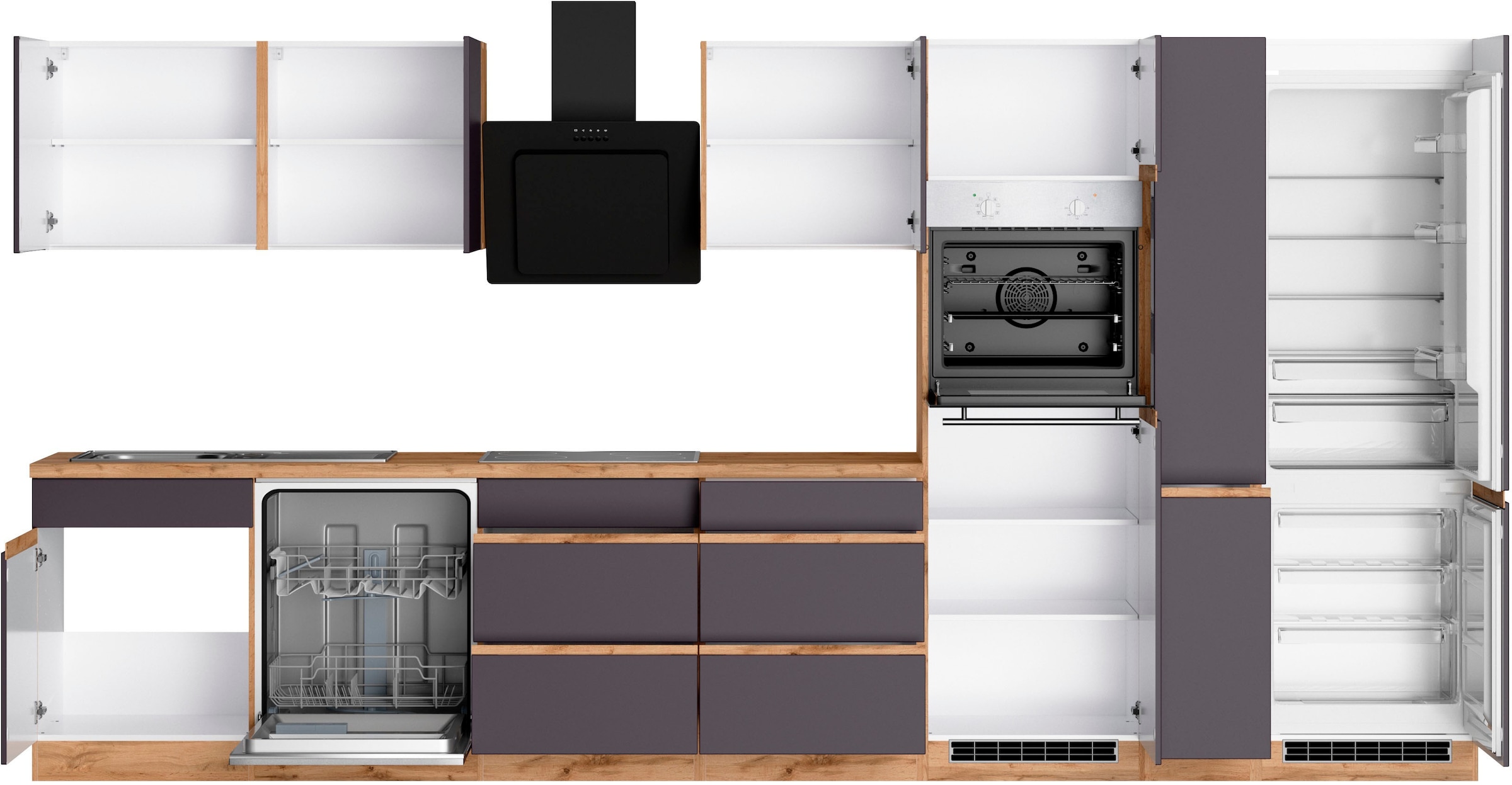 KOCHSTATION Küchenzeile »KS-Riesa«, Stellbreite 390 cm, ohne E-Geräte