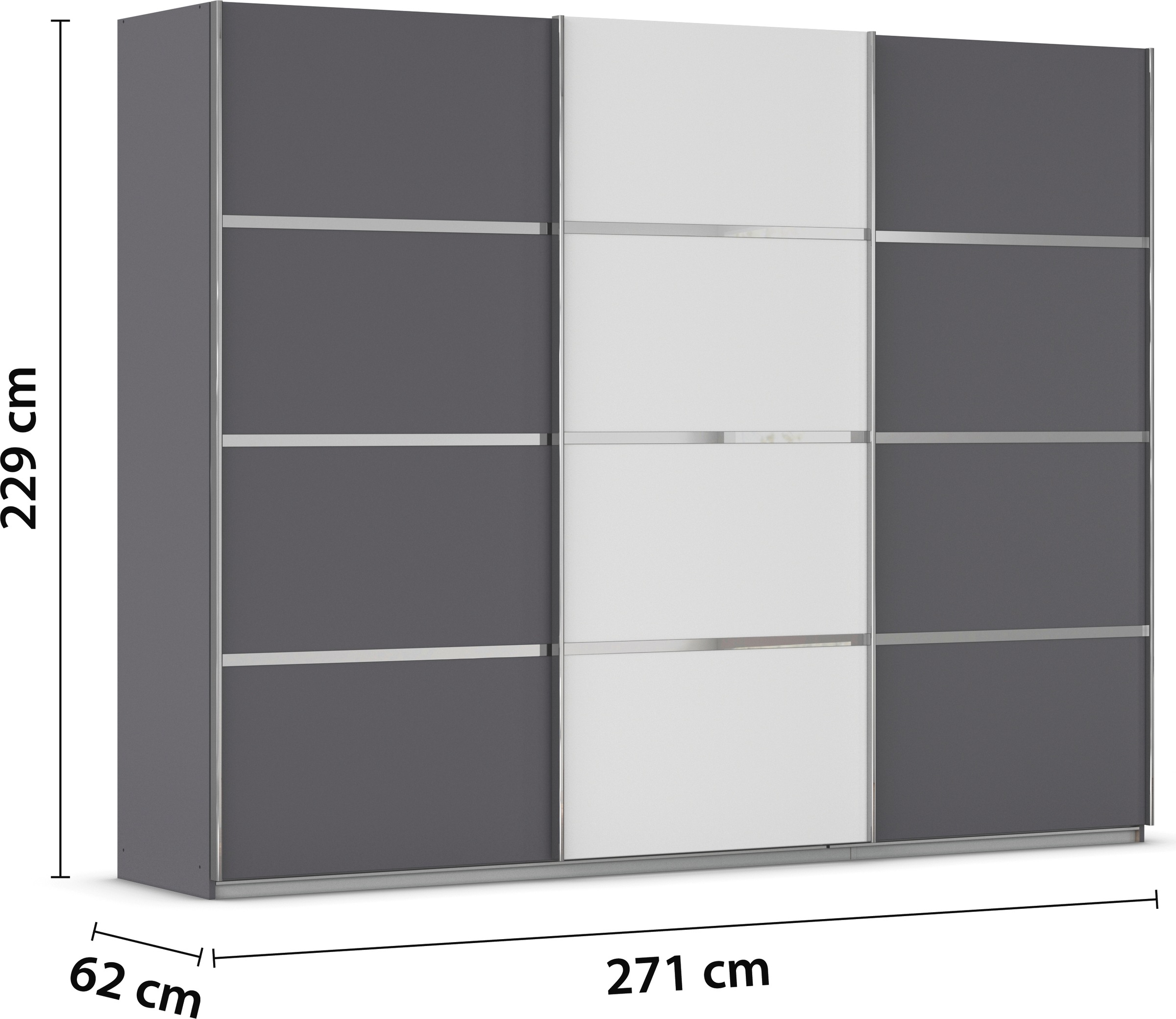 rauch Kleiderschrank »Schwebetürenschrank Garderobe Schrank TOP ANGEBOT Avola«, (in 3 verschiedenen Ausstattungen BASIC/CLASSIC/PREMIUM), mit eleganten Zierleisten in Chrom, Schwarz oder Weiß MADE IN GERMANY