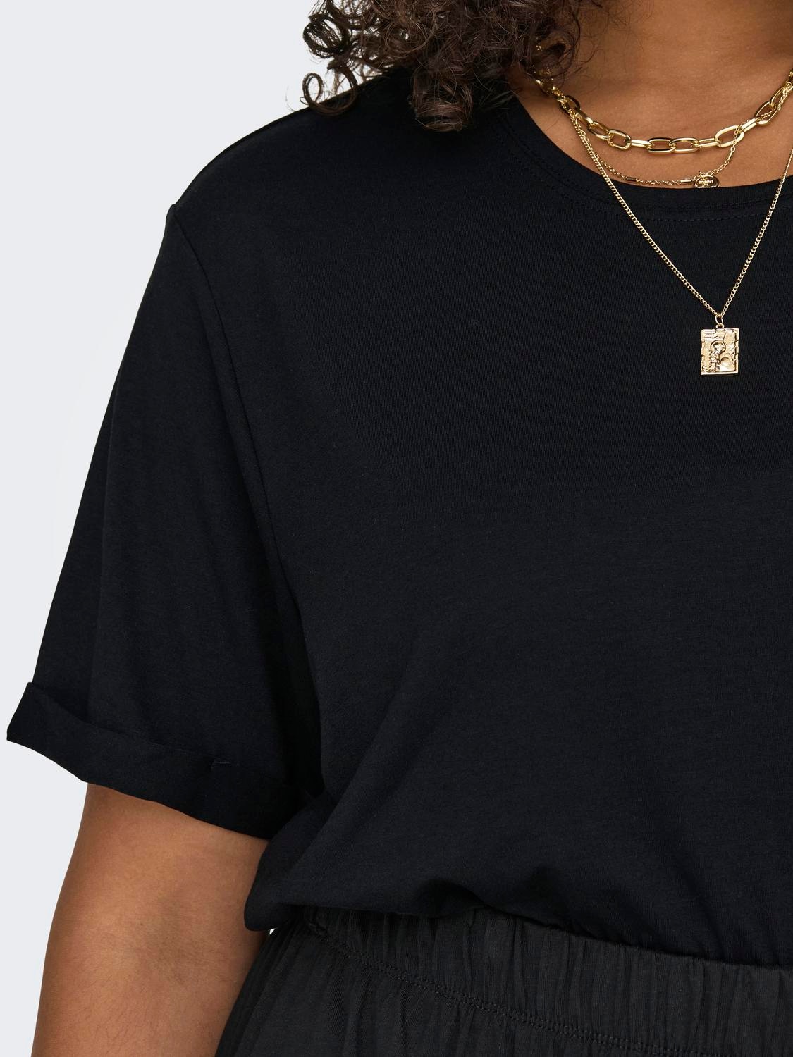 ONLY CARMAKOMA Kurzarmshirt »CARMOSTER S/S FOLD UP TOP JRS NOOS«