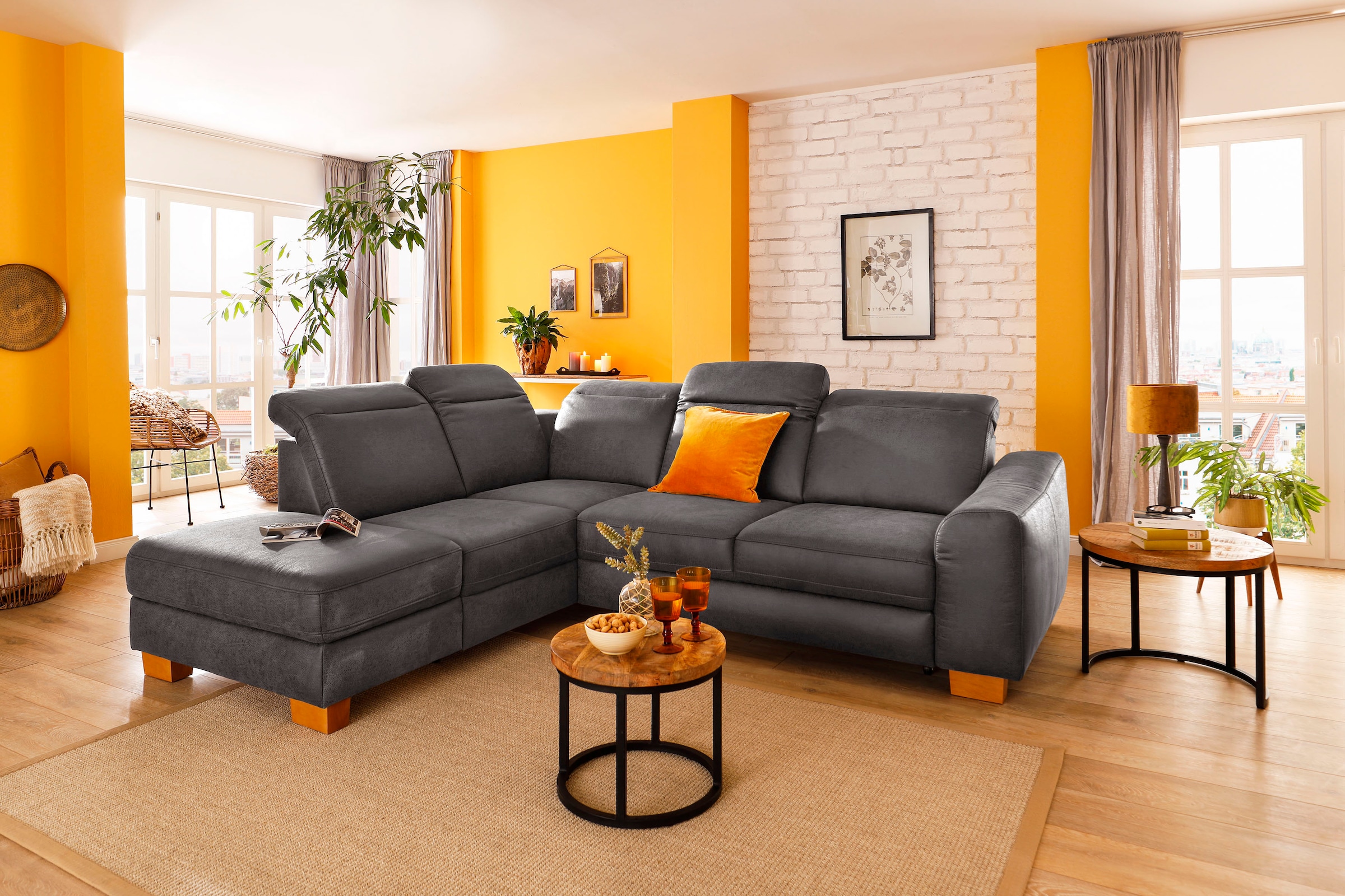 Home affaire Ecksofa »Dundee L-Form«, wahlweise mit Kopfteilverstellung und zusätzlich mit Bettfunktion