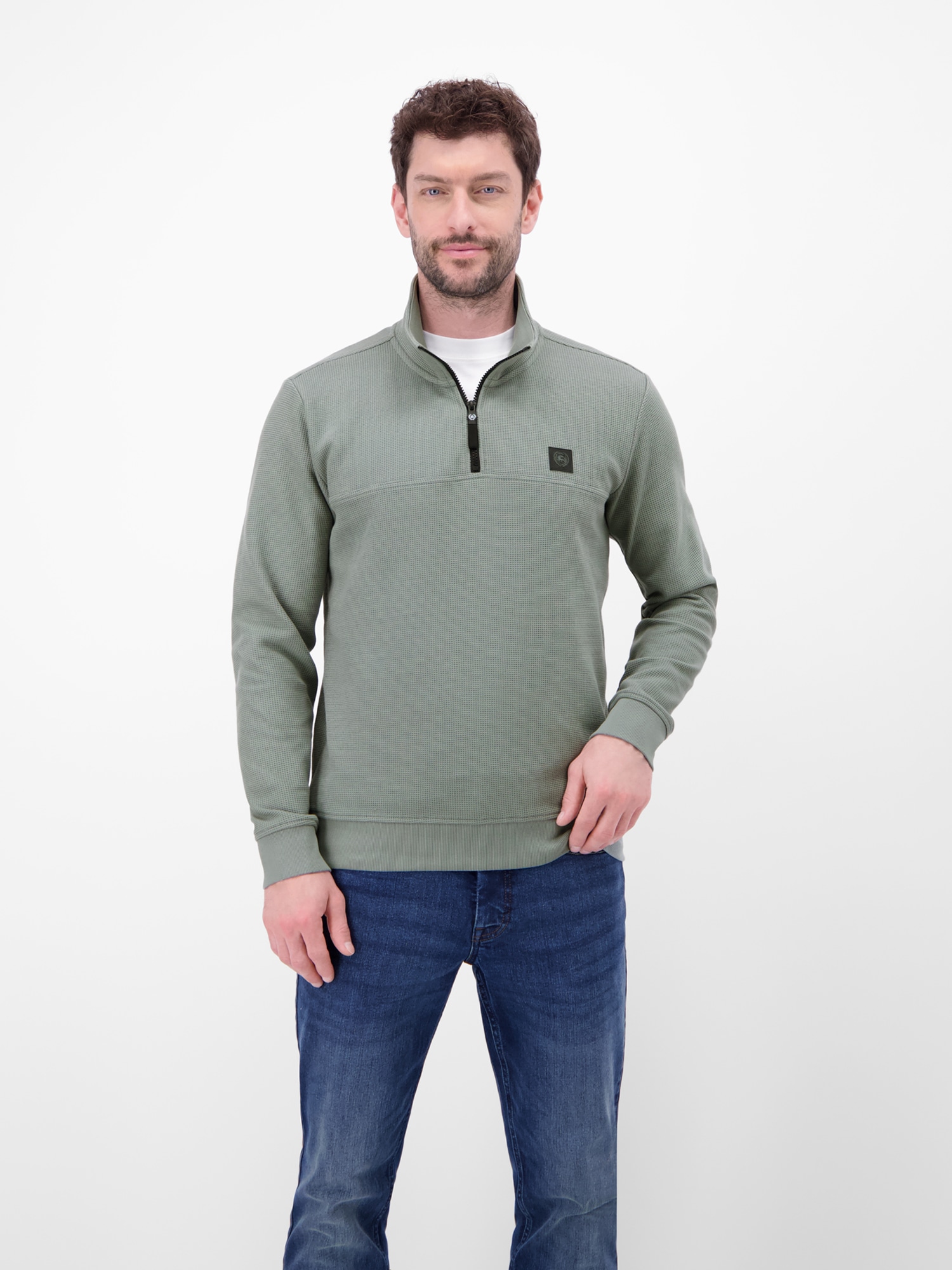 LERROS Sweatshirt »Troyer in Sweatqualität mit Waffelstruktur«
