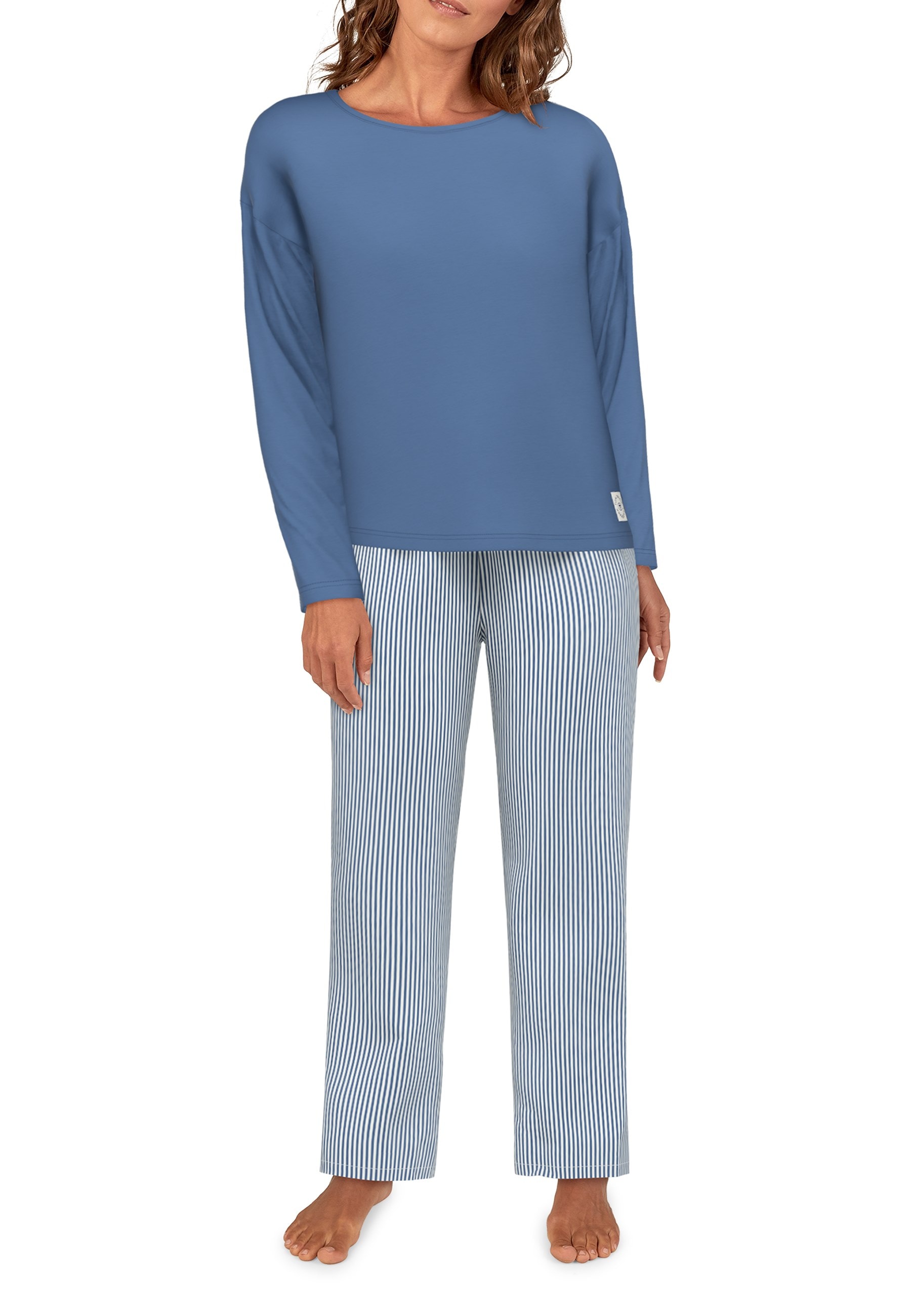 TOM TAILOR Pyjama »Positivism« 2 tlg. Streifendesign, Langarm, Rundhalsausschnitt, lange Hose, Baumwollmix