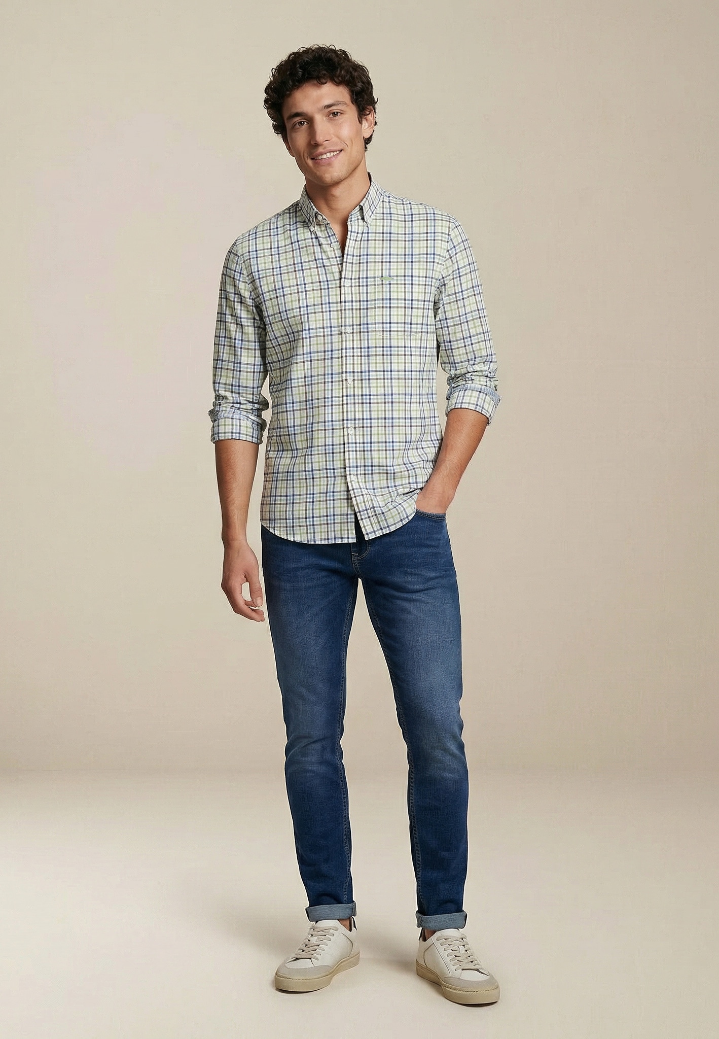 FYNCH-HATTON Karohemd »Multicolor Washed Oxford« normale Passform, aus Baumwolle, mit Karo-Muster, mit Brusttasche