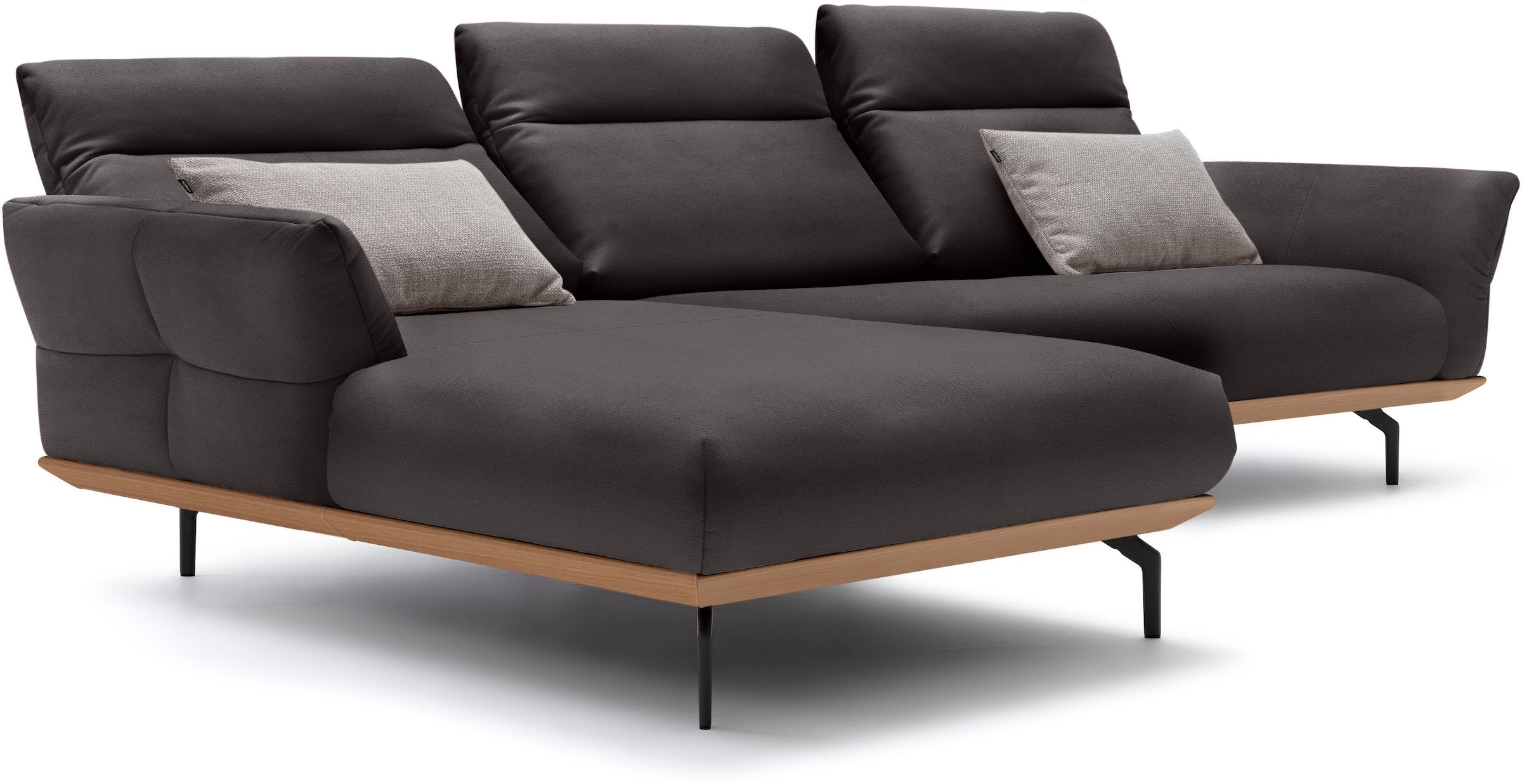 Creation BY ROLF BENZ Ecksofa »CR.460«, Sockel in Eiche, Winkelfüße in Umbragrau, Breite 318 cm