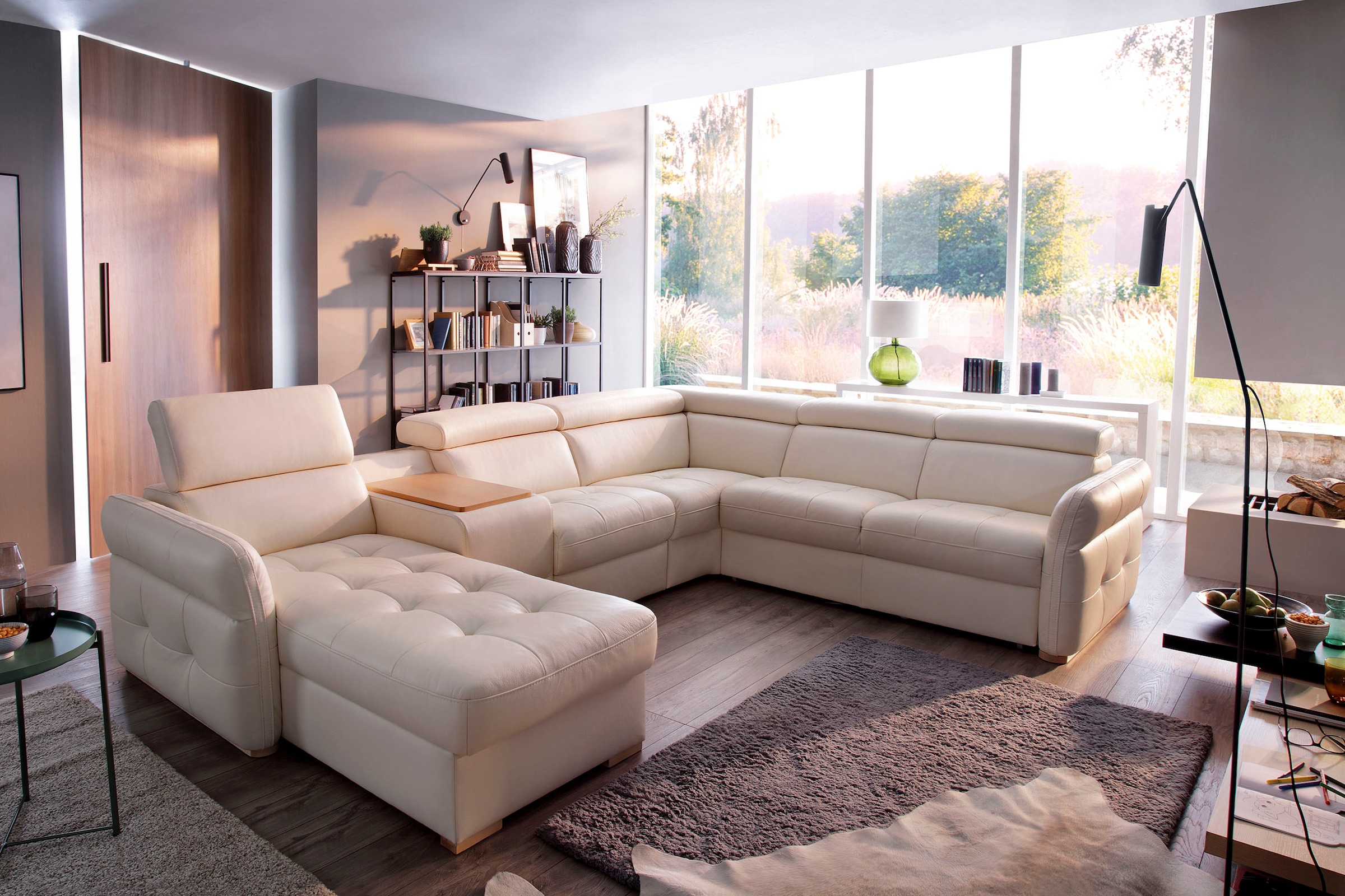 Wohnlandschaft »Massimo, Familien Sofa mit viel Platz, Lederbezug, bequem,...