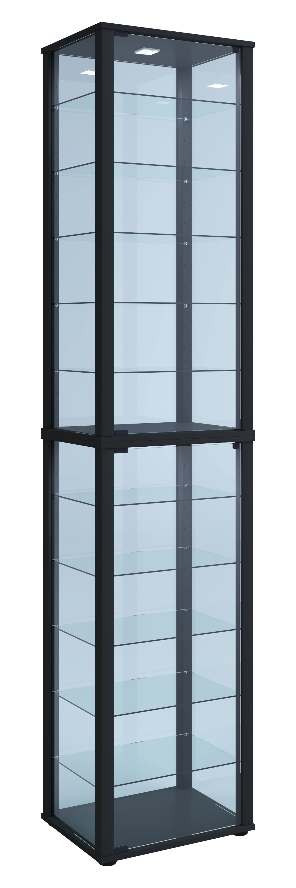 VCM Vitrine »VCM Glasvitrine stehend | Vitrine Glas mit ESG-Sicherheitsglas | Maße ca. H. 227 x B. 50 x T. 38 cm | Standvitrine Glas | Modern und platzsparend | Glas Vitrinenschrank ¿ Kavisa XXL« 1 Stk. tlg.