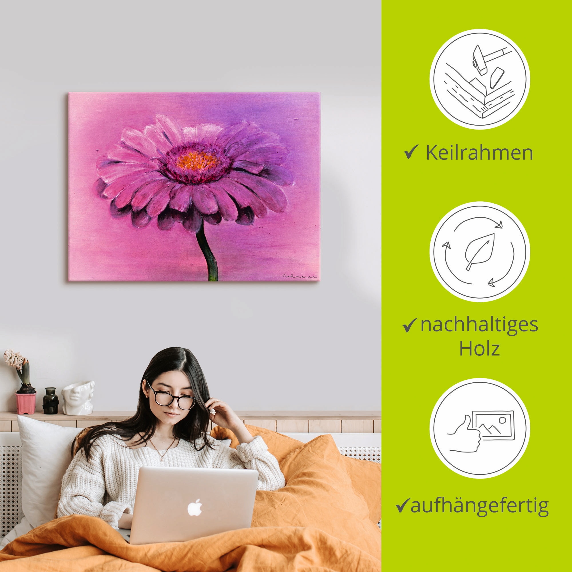 Artland Leinwandbild »Gerbera«, Blumen, (1 St.), auf Keilrahmen gespannt