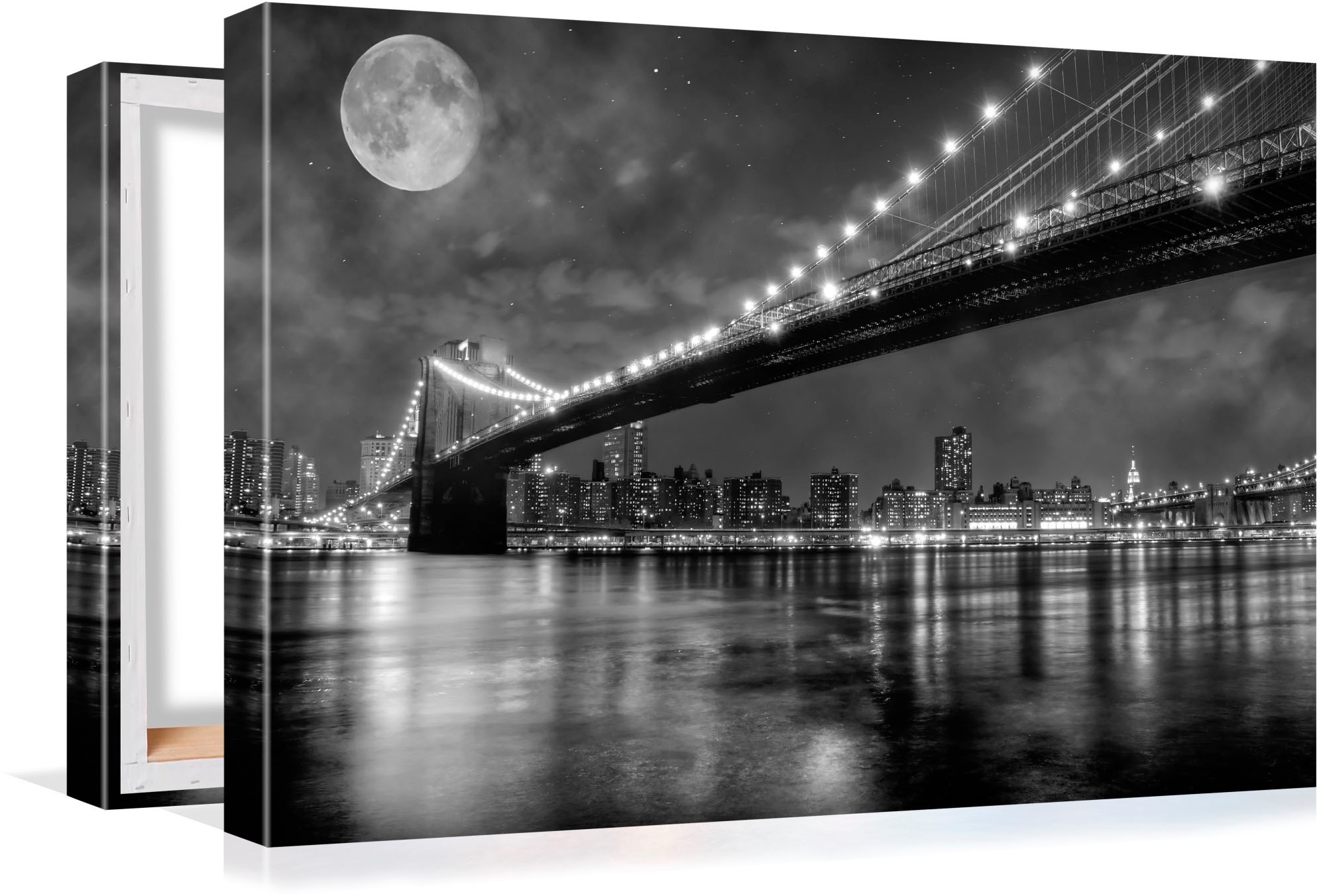 Conni Oberkircher´s Bild »Big City 6 - Full Moon - Großstadt - Vollmond«, Brücke, Skyline, Nacht, Lichter, Fluss