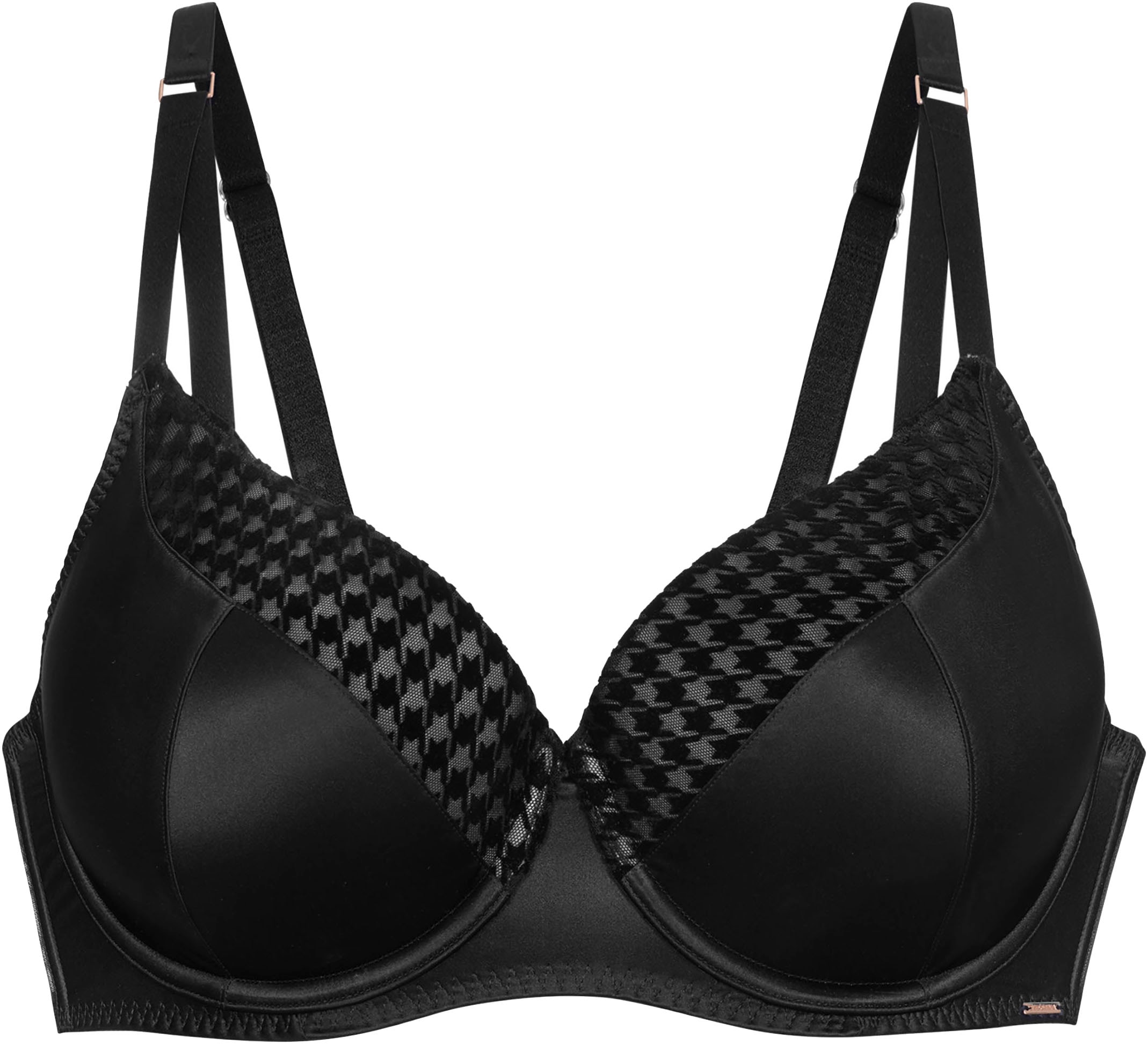 Dorina Halbschalen-BH »JULIANNA« flocked Mesh & Satin, gepolsterte Cups