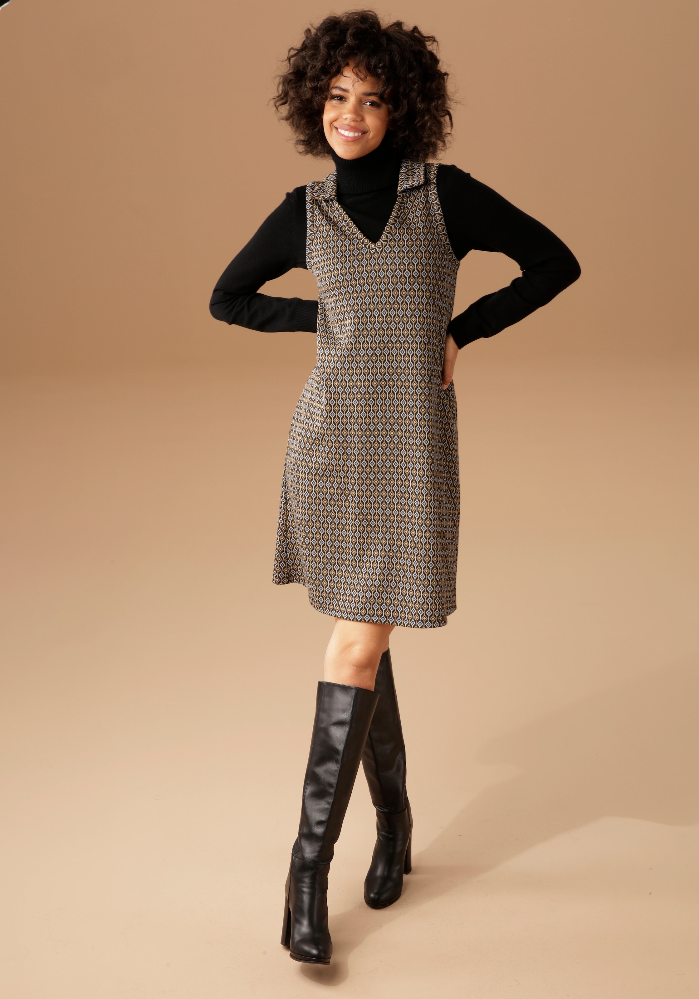 Aniston CASUAL Jerseykleid, im angesagtem Retro-Muster kaufen online bei  OTTO